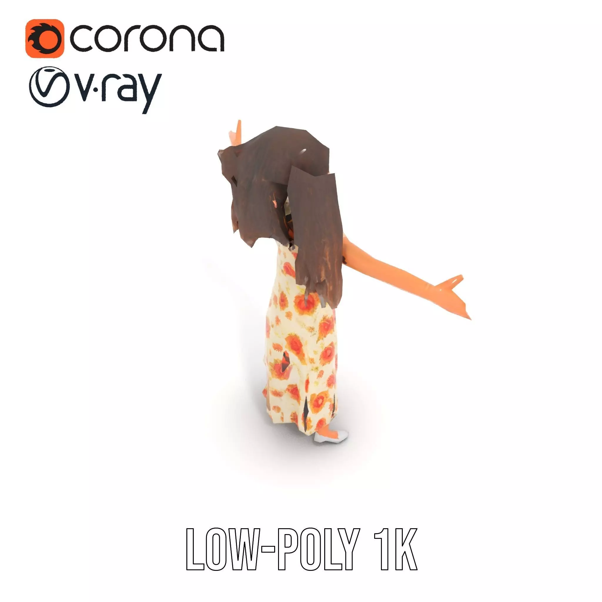 Curly Floral Dress model pack Low-poly 3D model_18