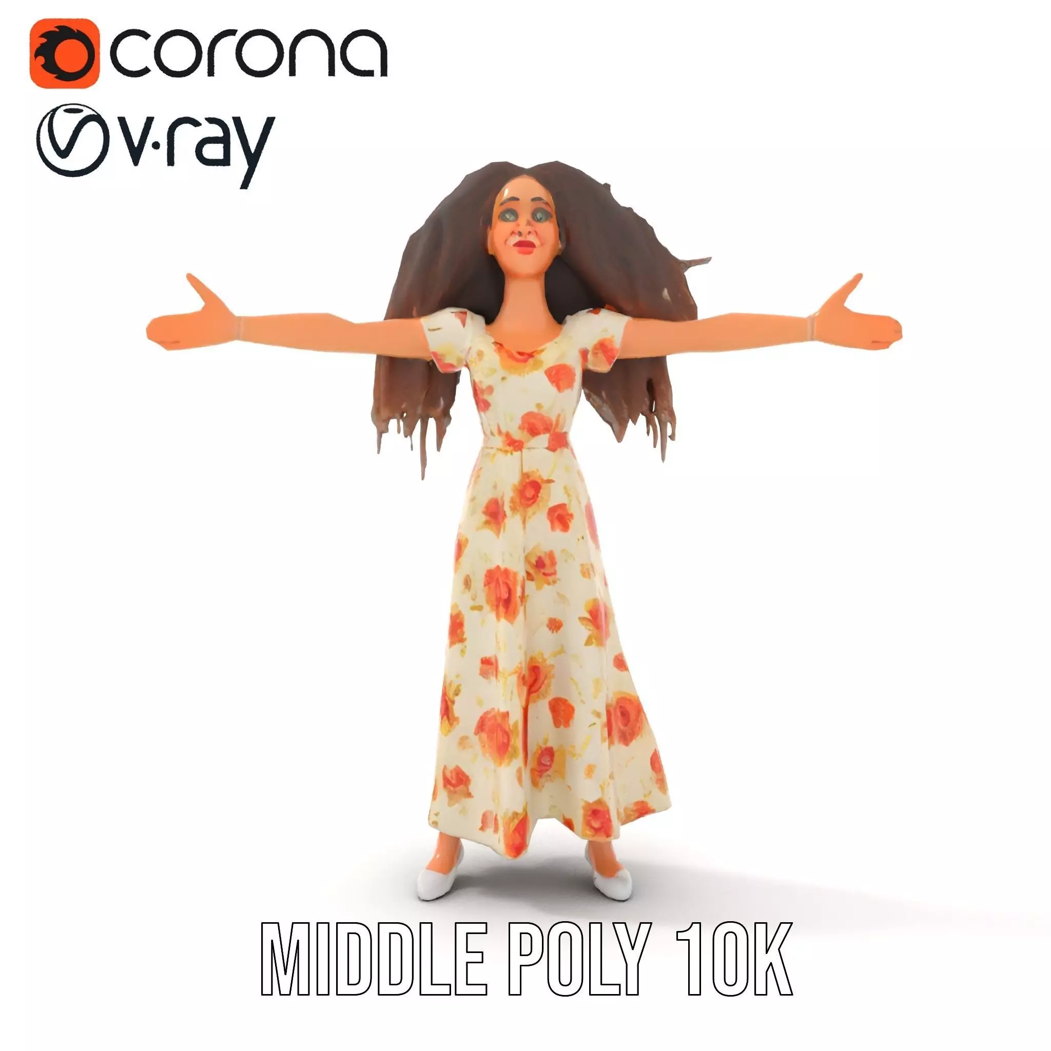 Curly Floral Dress model pack Low-poly 3D model_24