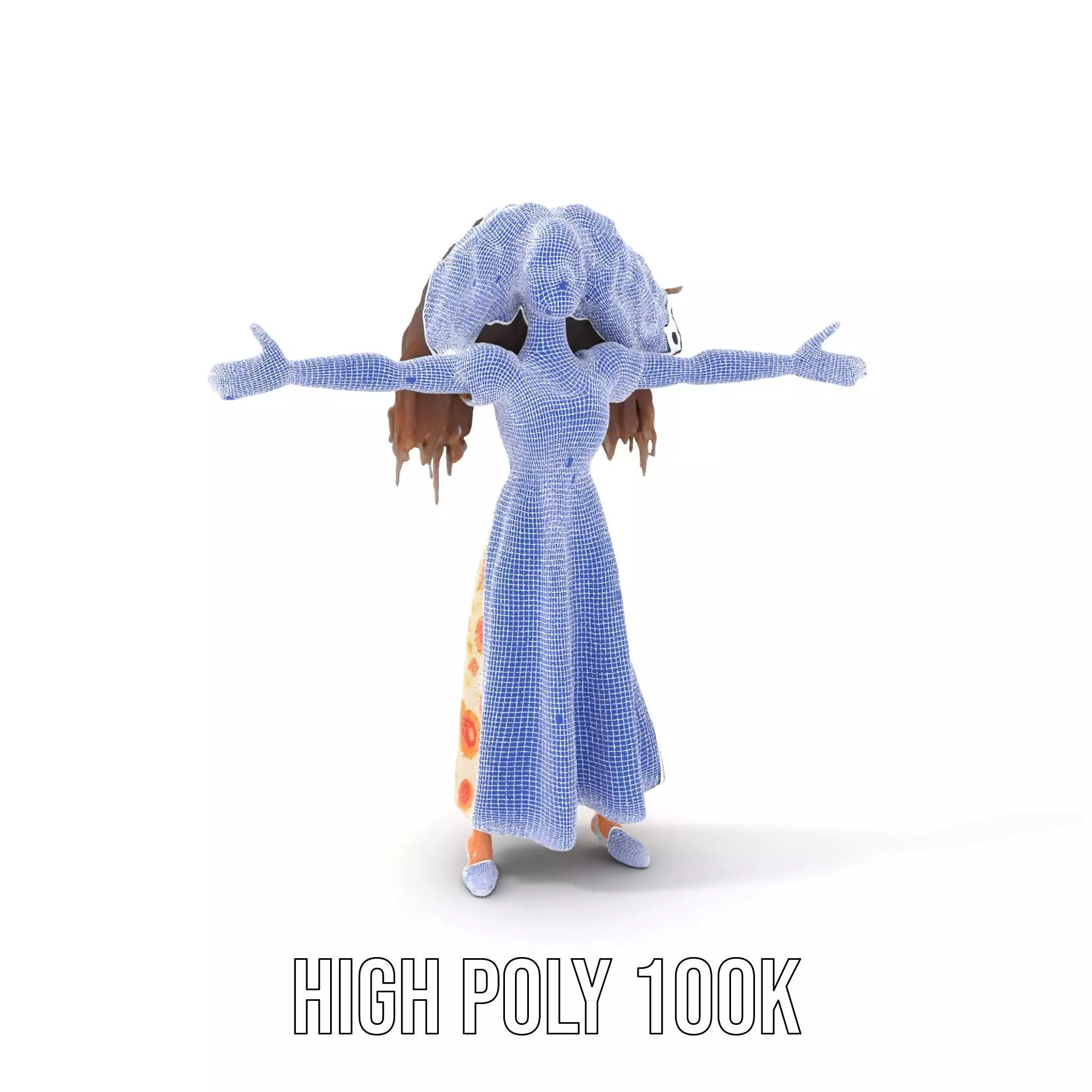 Curly Floral Dress model pack Low-poly 3D model_5