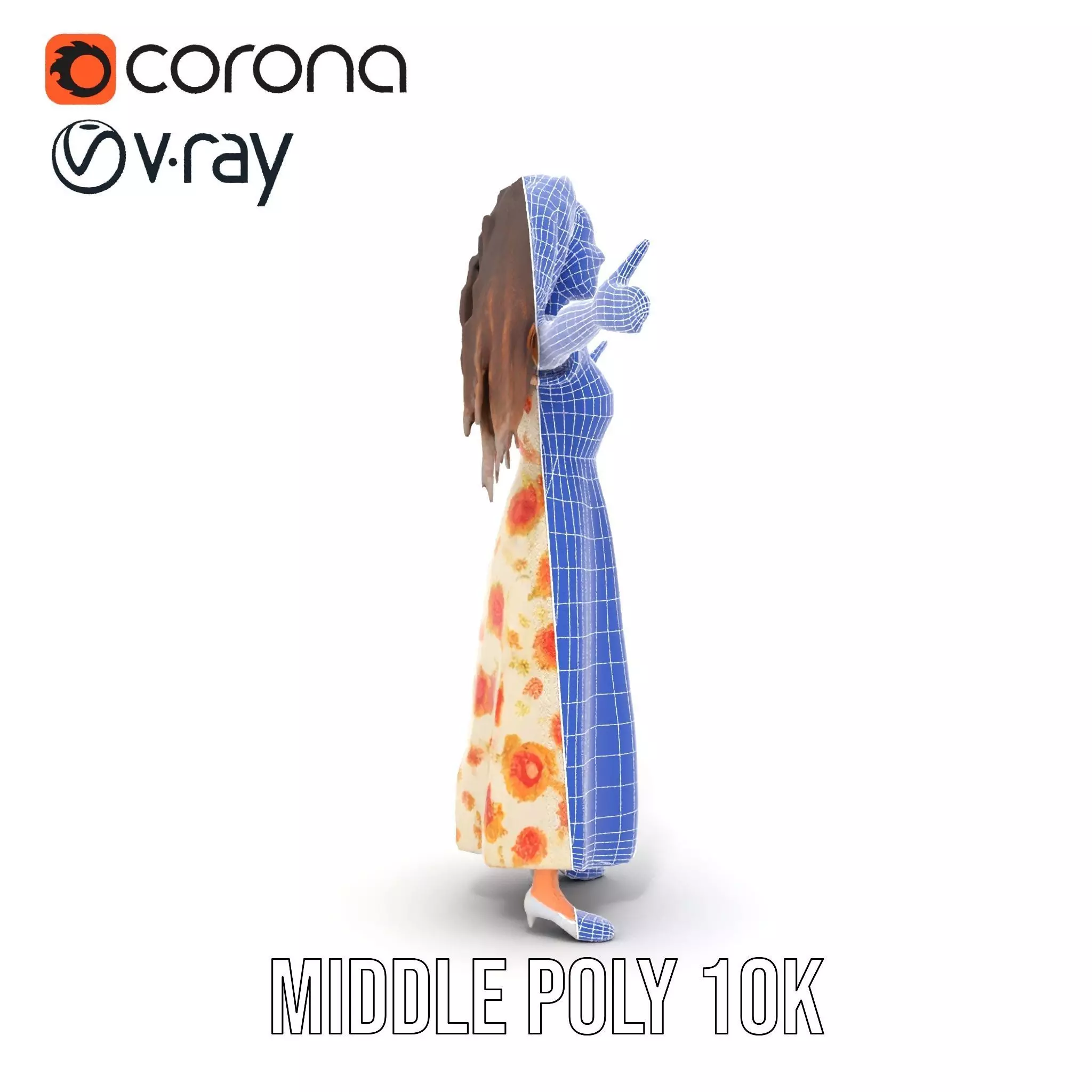 Curly Floral Dress model pack Low-poly 3D model_30