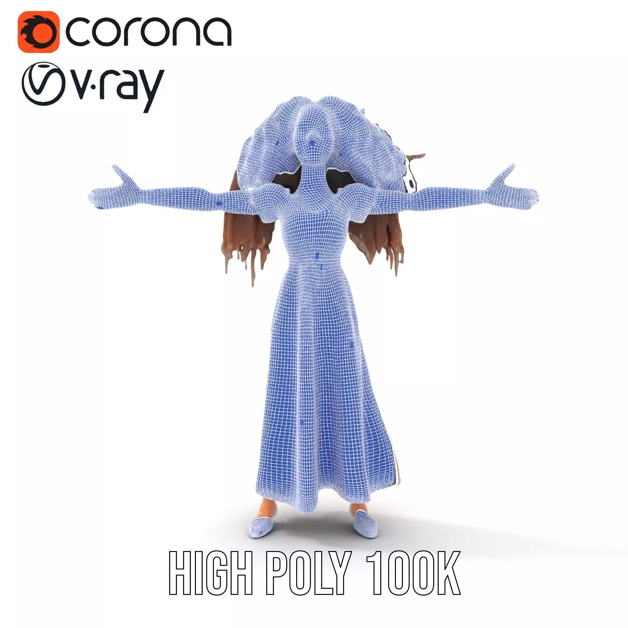 Curly Floral Dress model pack Low-poly 3D model_35