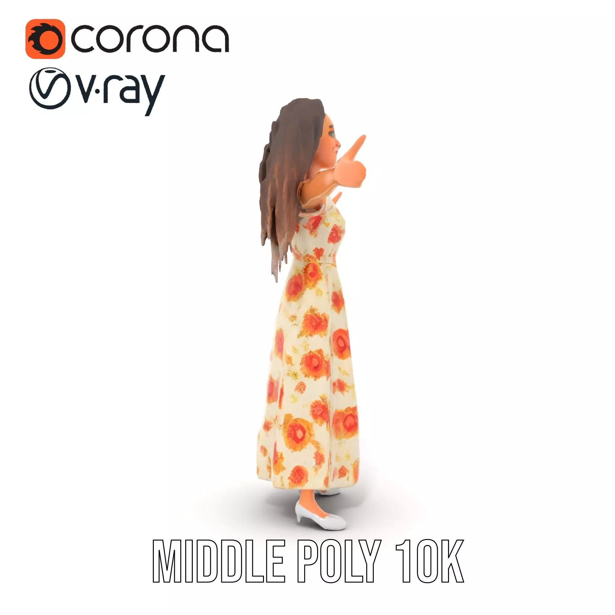 Curly Floral Dress model pack Low-poly 3D model_6