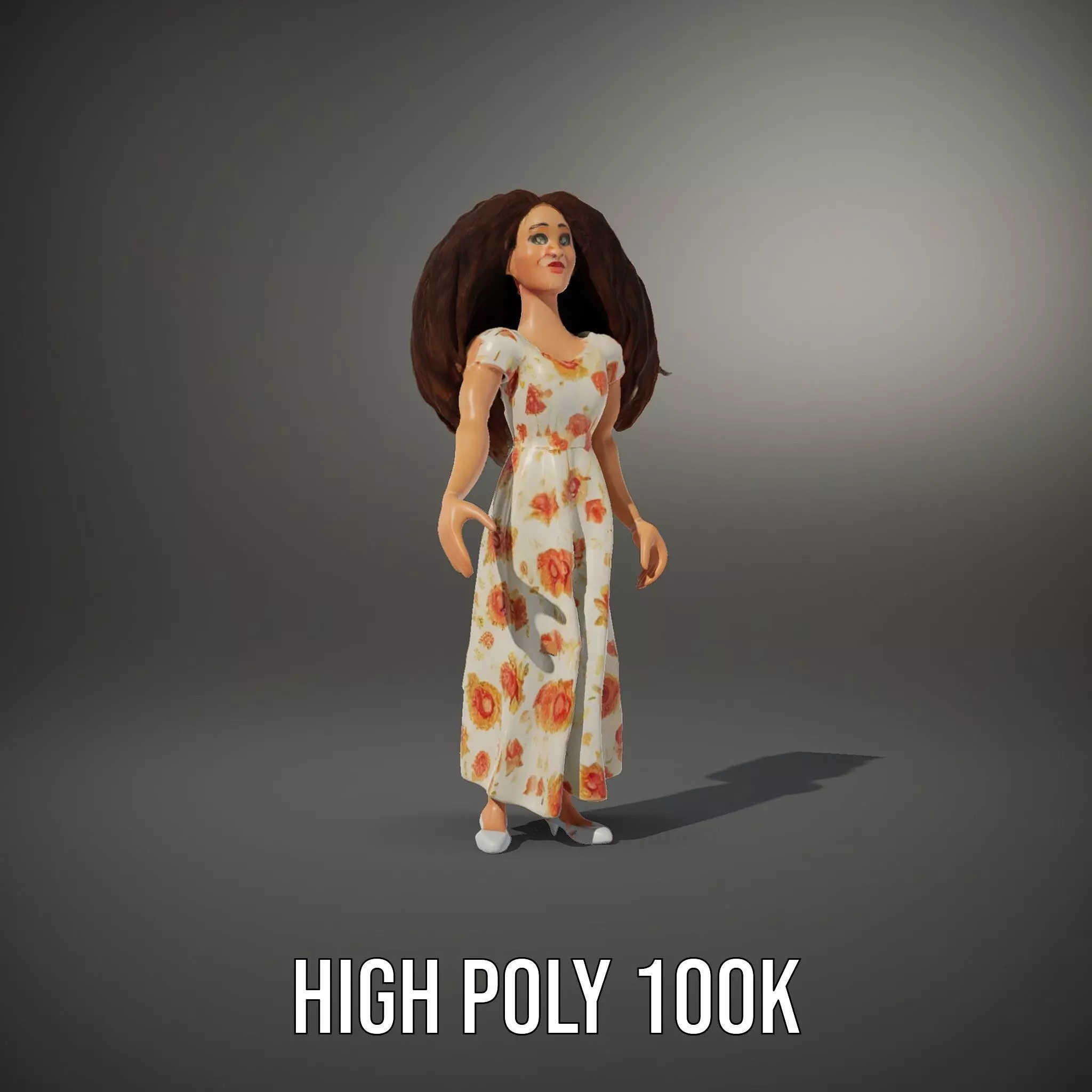 Curly Floral Dress model pack Low-poly 3D model_11