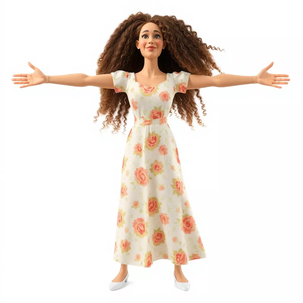 Curly Floral Dress model pack Low-poly 3D model_3
