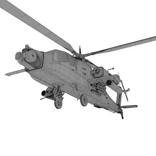 AH 64 Apache military helicopter untextured
