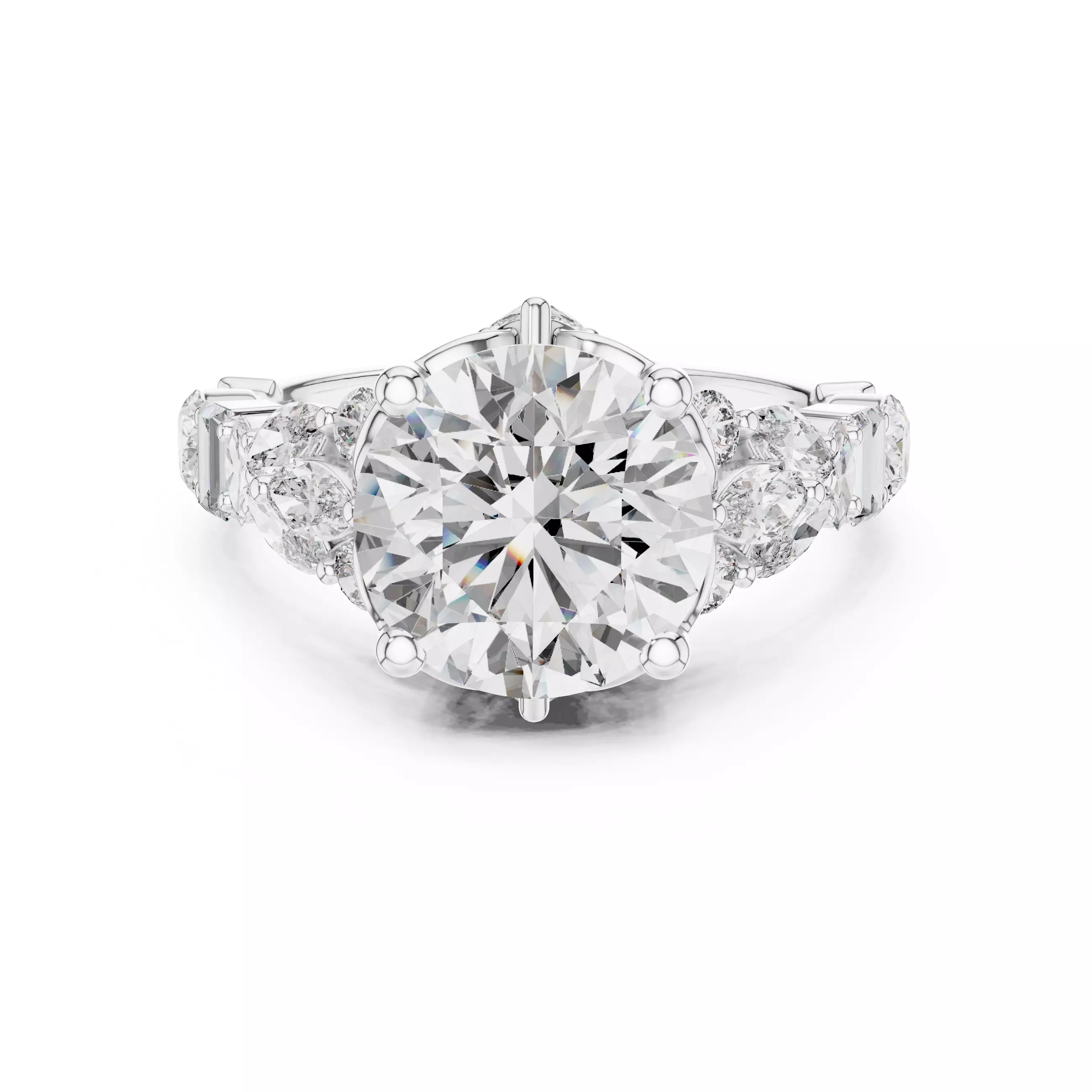 Marquise Baguette Oval Pear Cut Diamond Wedding Ring File Video 3D print model_2