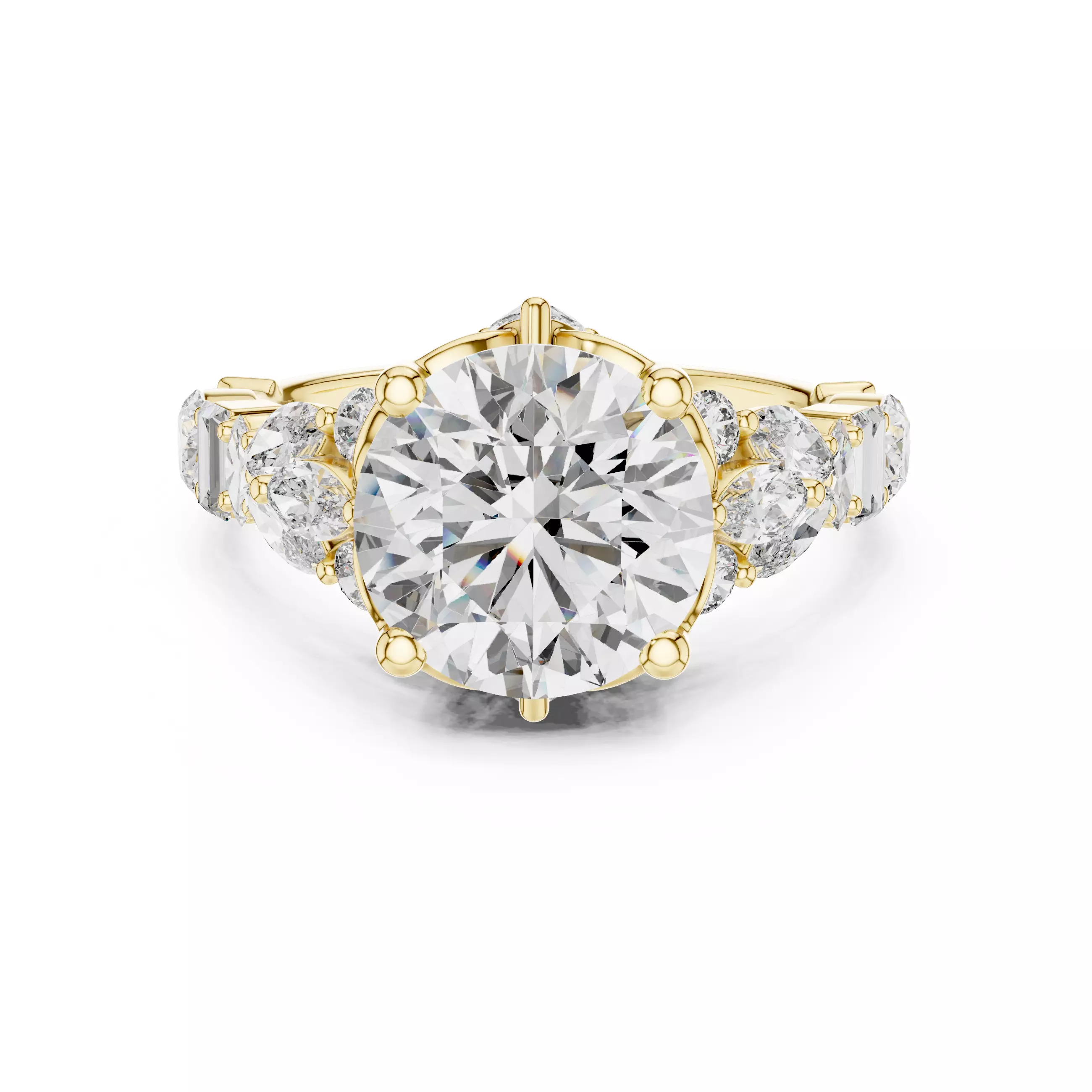 Marquise Baguette Oval Pear Cut Diamond Wedding Ring File Video 3D print model_1