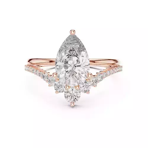 Chevron Curved Pear Diamond Engagement Ring 3DM STL Video