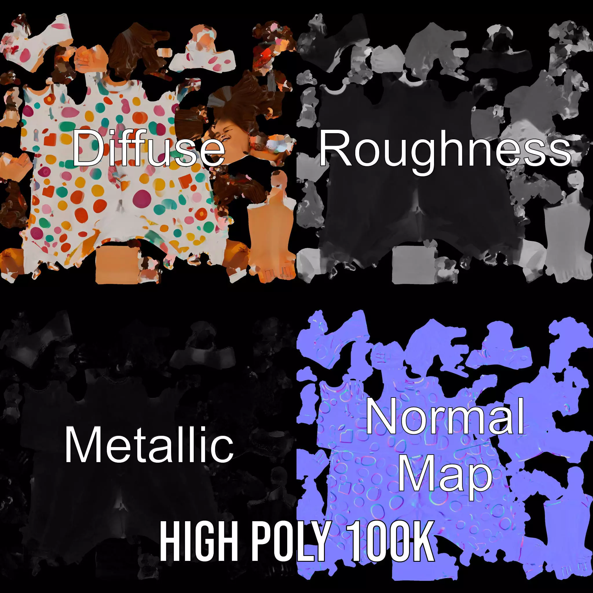 Colorful Pajamas model pack Low-poly 3D model_4