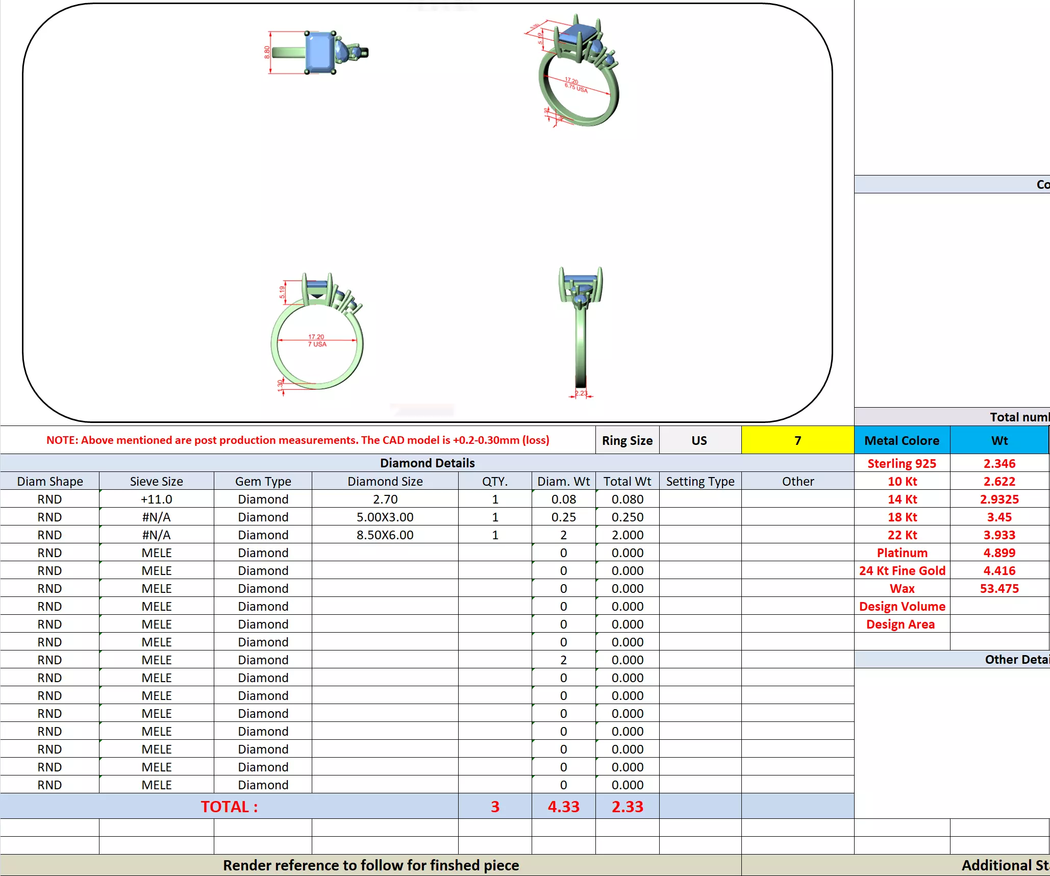 Emerald Pear Round Three Diamond Engagement Ring File Video 3D print model_13