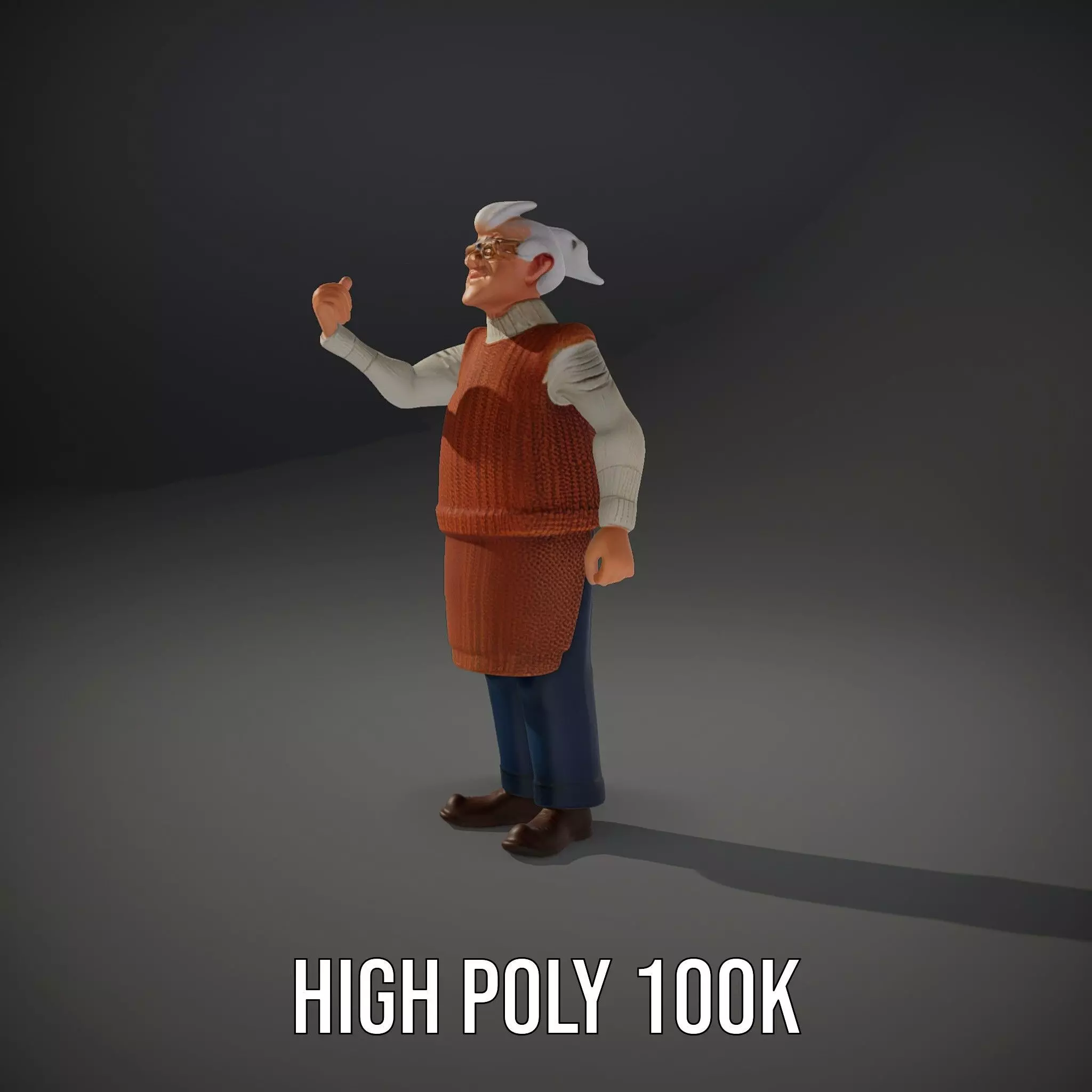 Friendly Grandpa Character model pack Low-poly 3D model_11