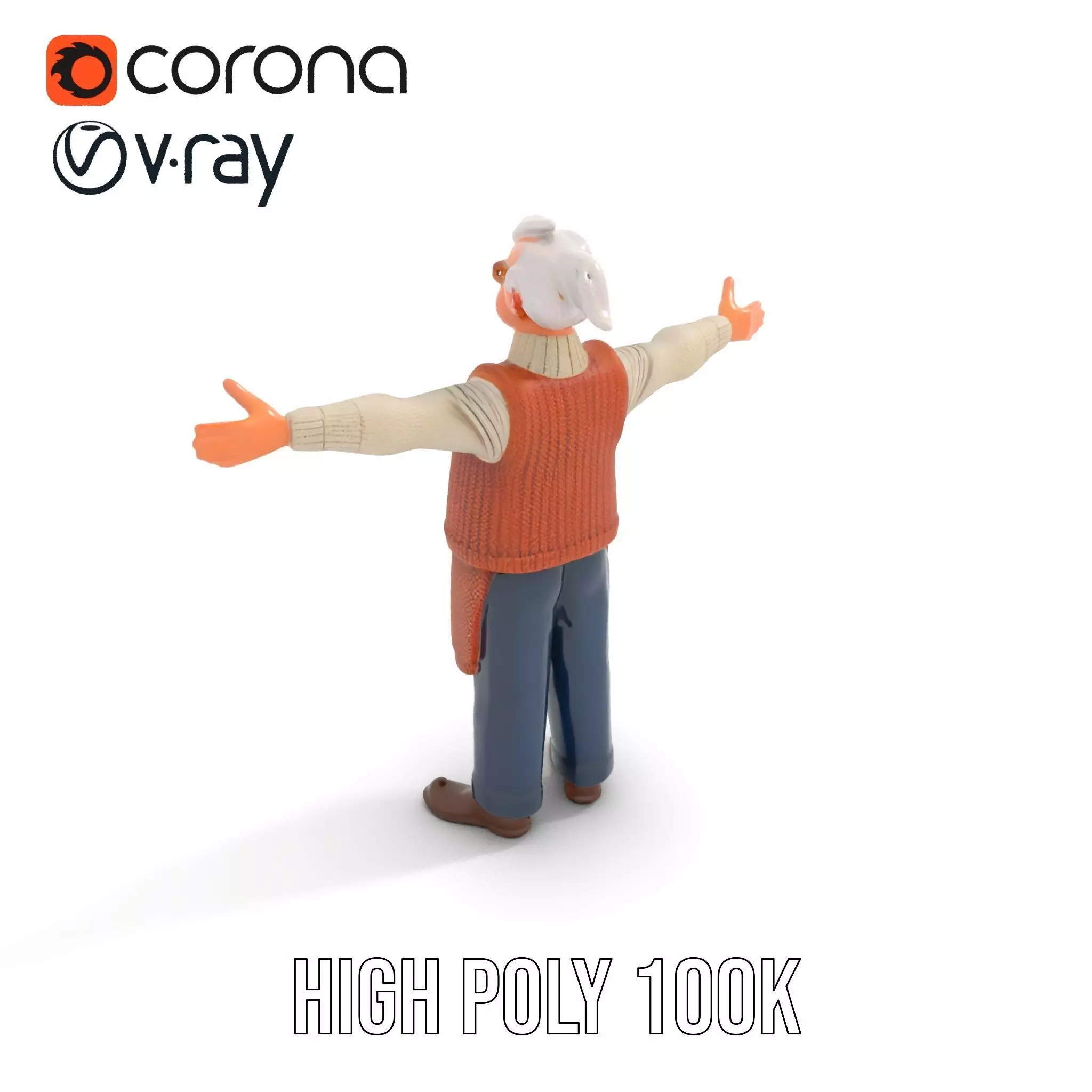 Friendly Grandpa Character model pack Low-poly 3D model_18