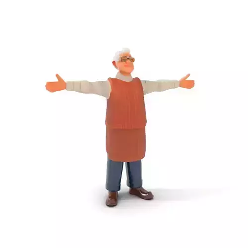 Friendly Grandpa Character model pack Low-poly 3D model