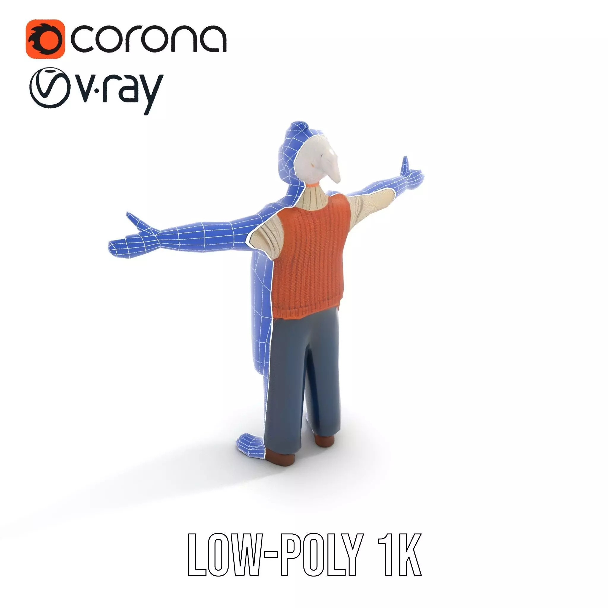 Friendly Grandpa Character model pack Low-poly 3D model_25