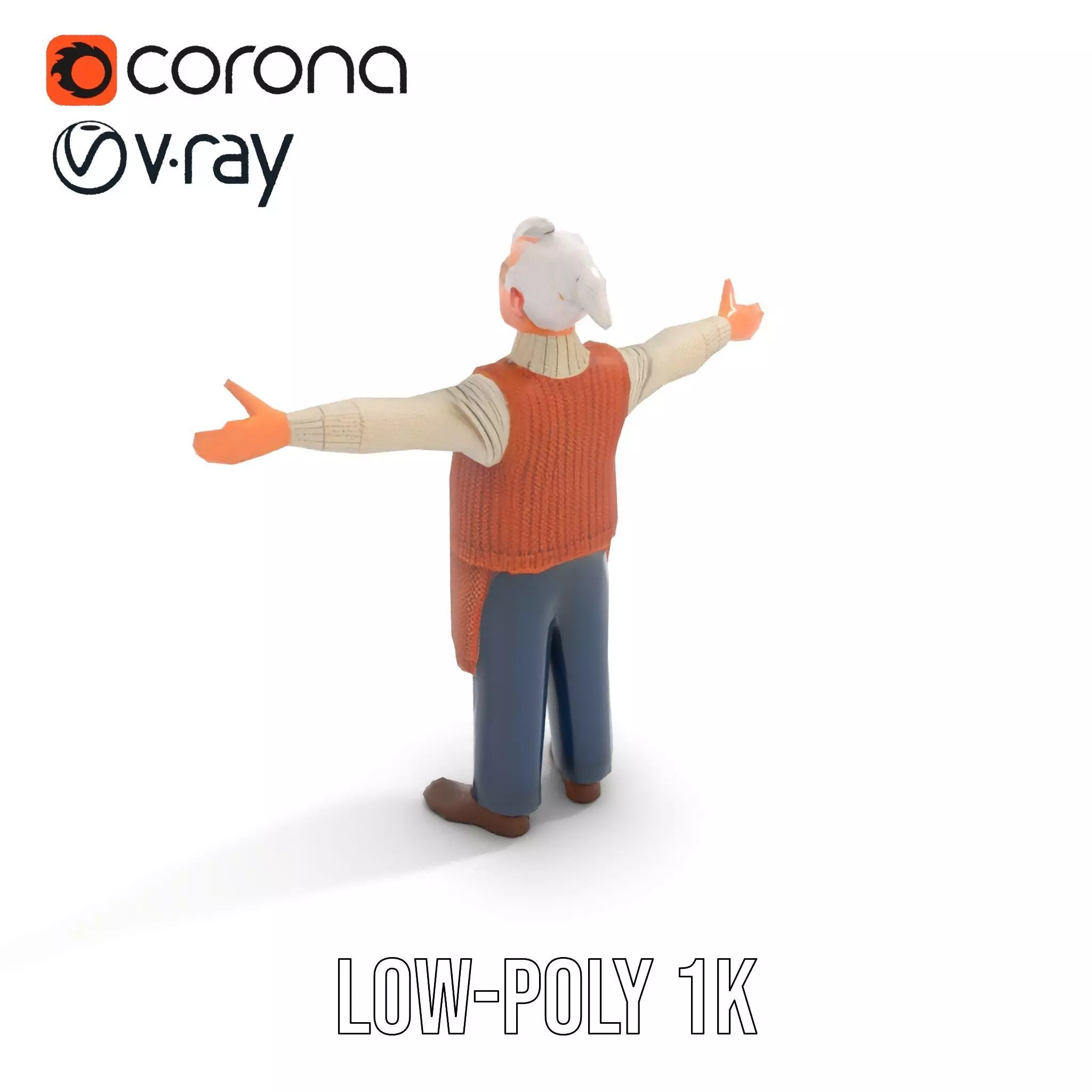 Friendly Grandpa Character model pack Low-poly 3D model_17