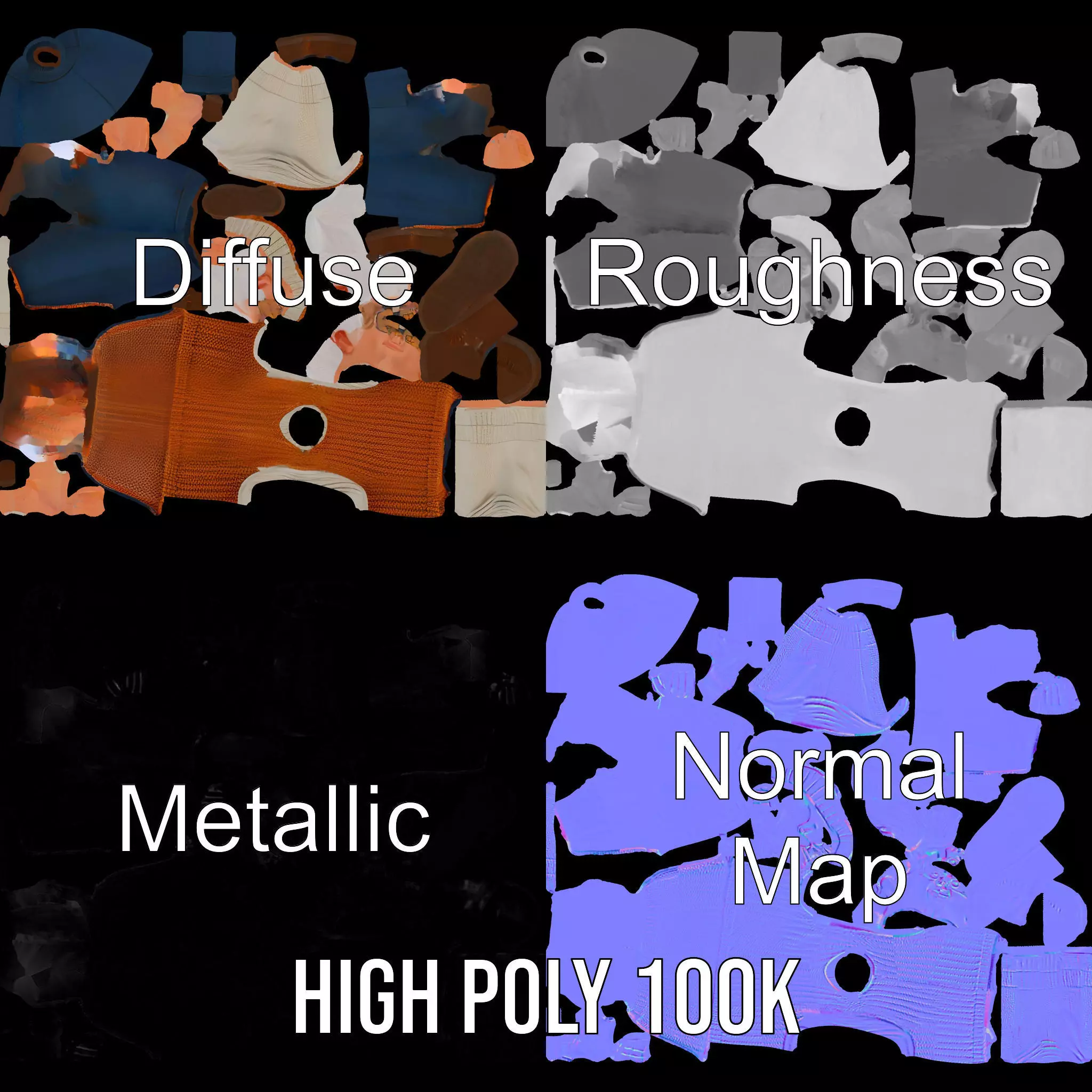 Friendly Grandpa Character model pack Low-poly 3D model_4