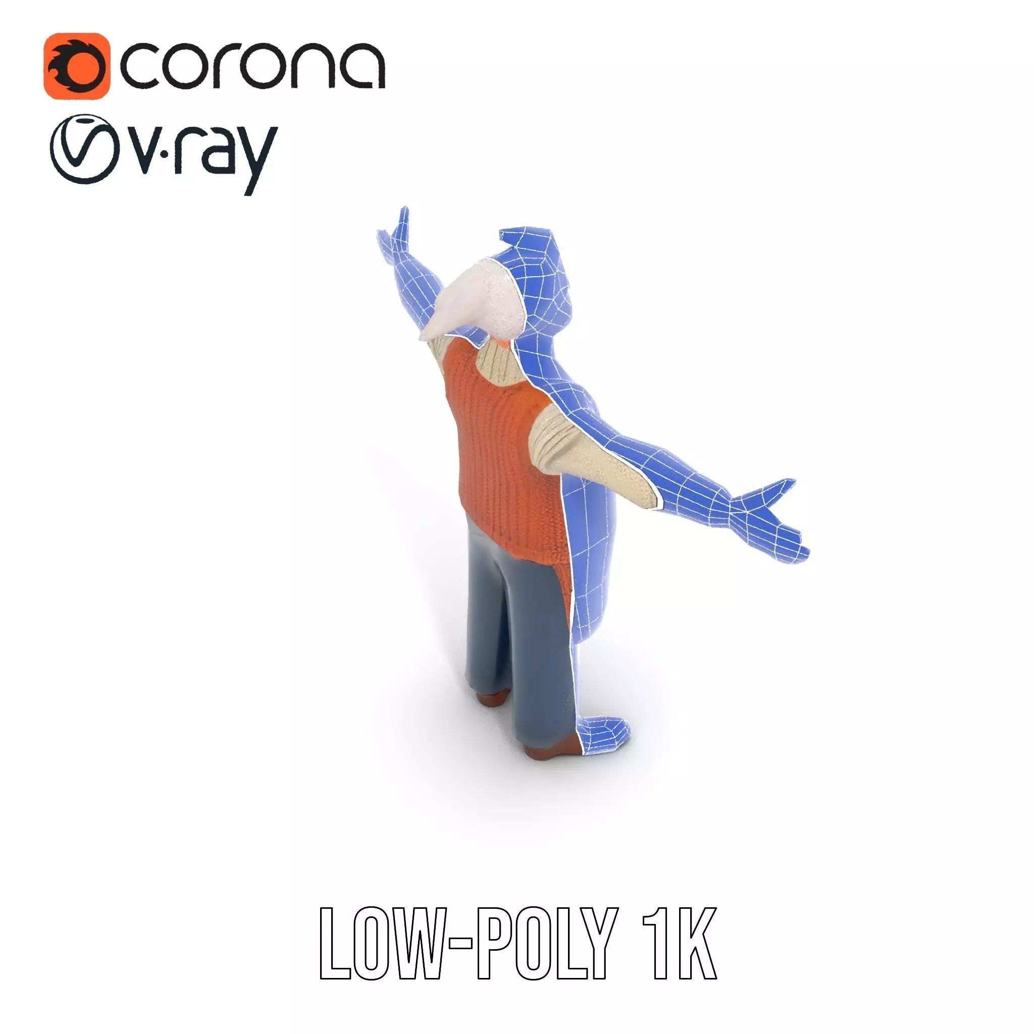 Friendly Grandpa Character model pack Low-poly 3D model_15