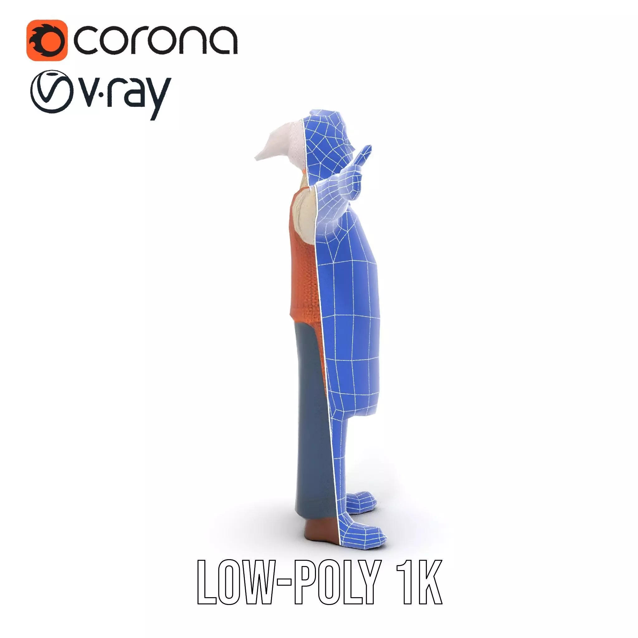 Friendly Grandpa Character model pack Low-poly 3D model_28