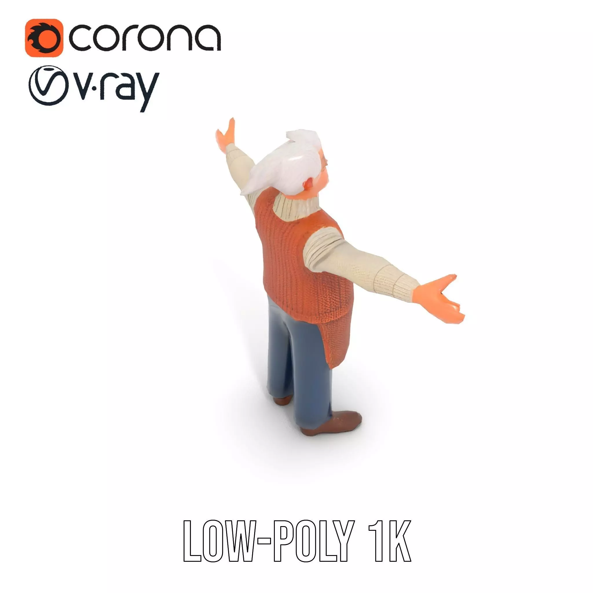 Friendly Grandpa Character model pack Low-poly 3D model_23