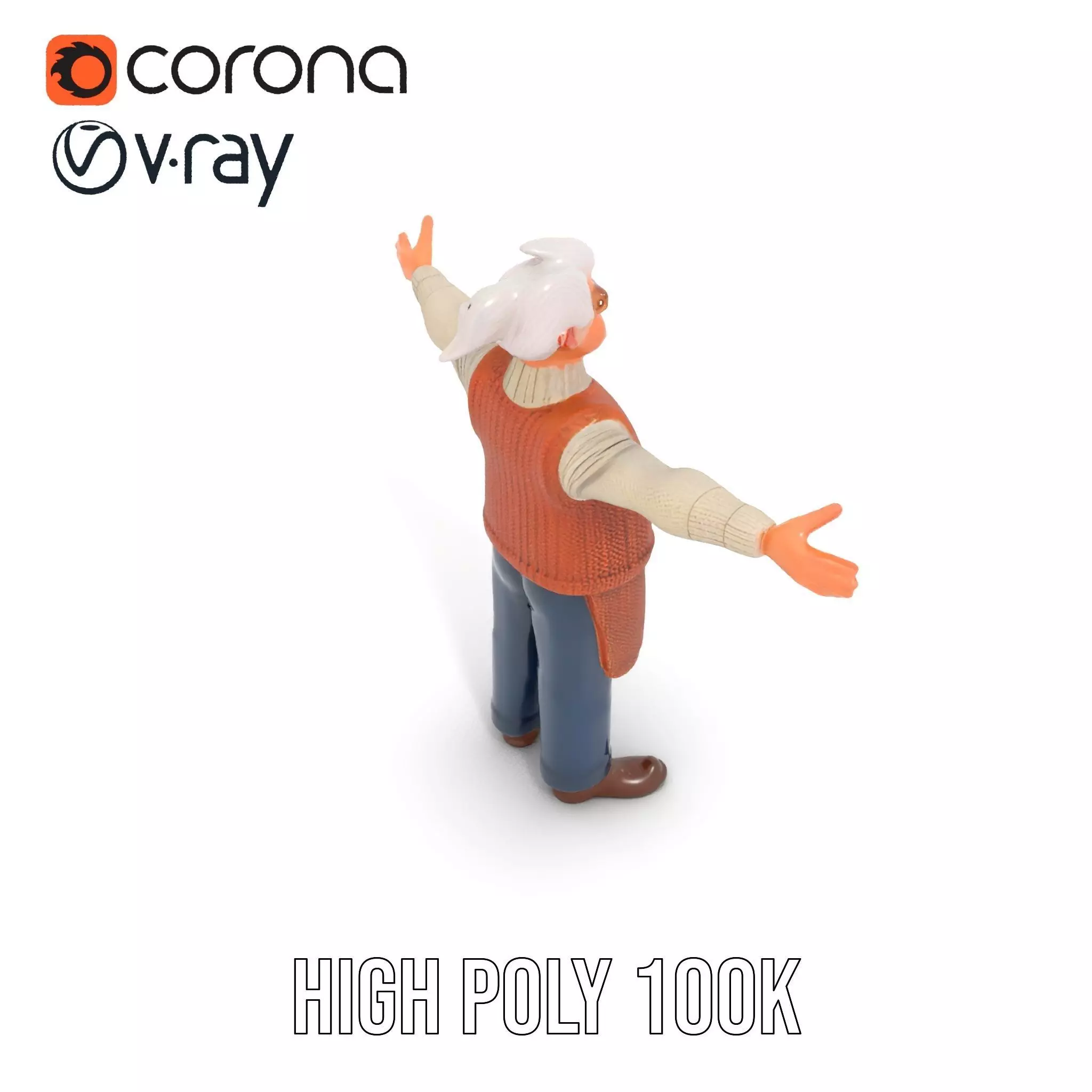 Friendly Grandpa Character model pack Low-poly 3D model_26