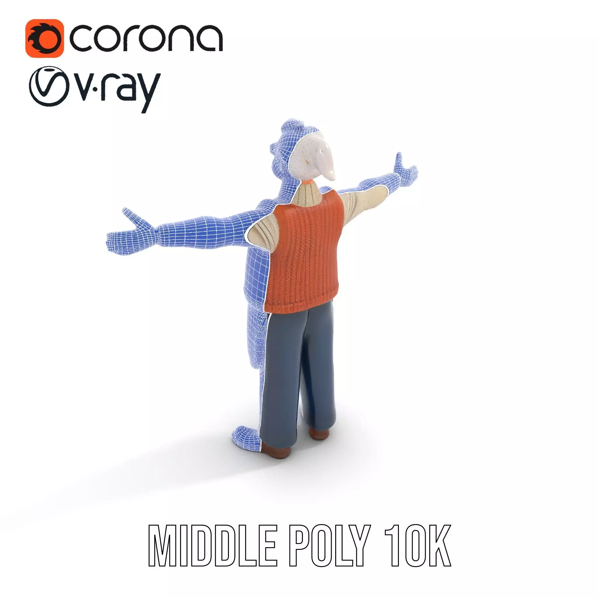 Friendly Grandpa Character model pack Low-poly 3D model_24