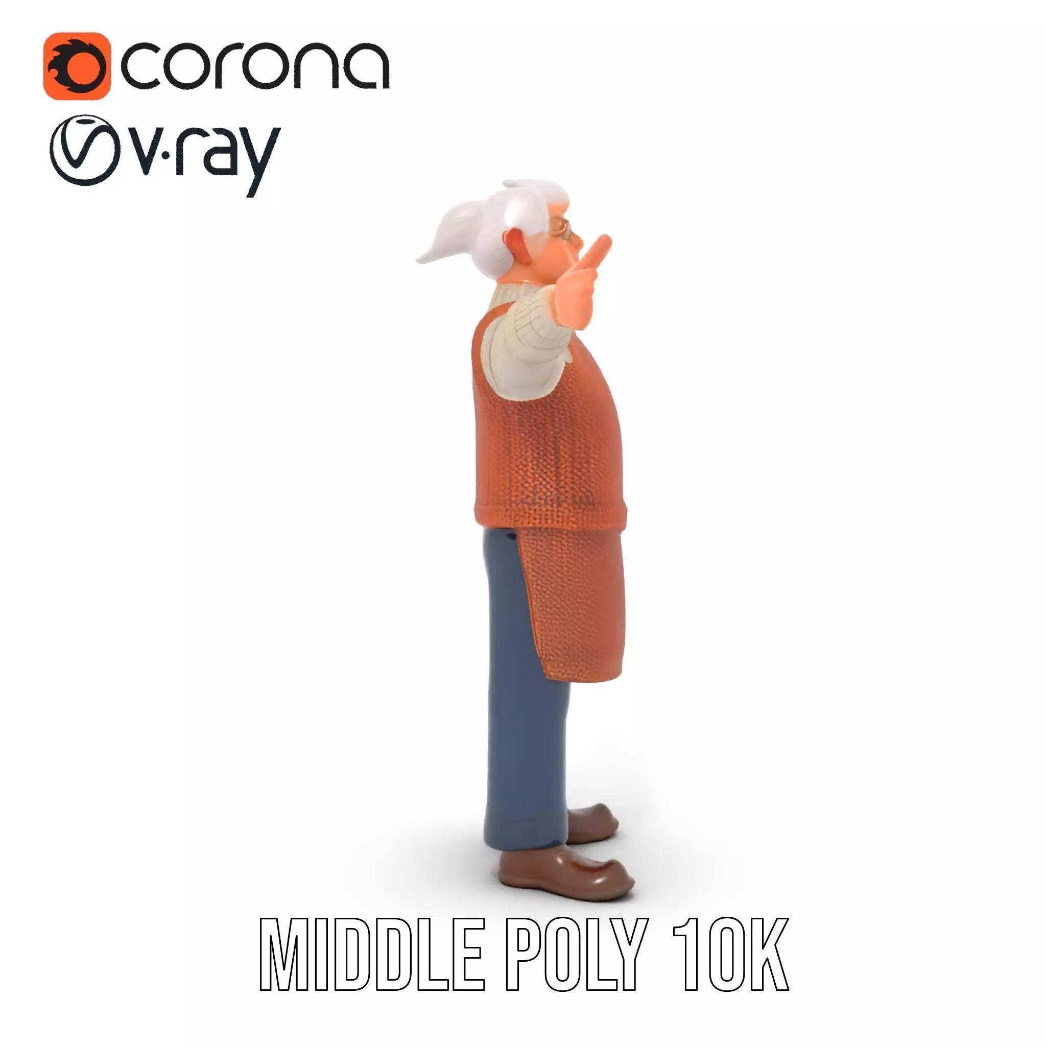 Friendly Grandpa Character model pack Low-poly 3D model_27