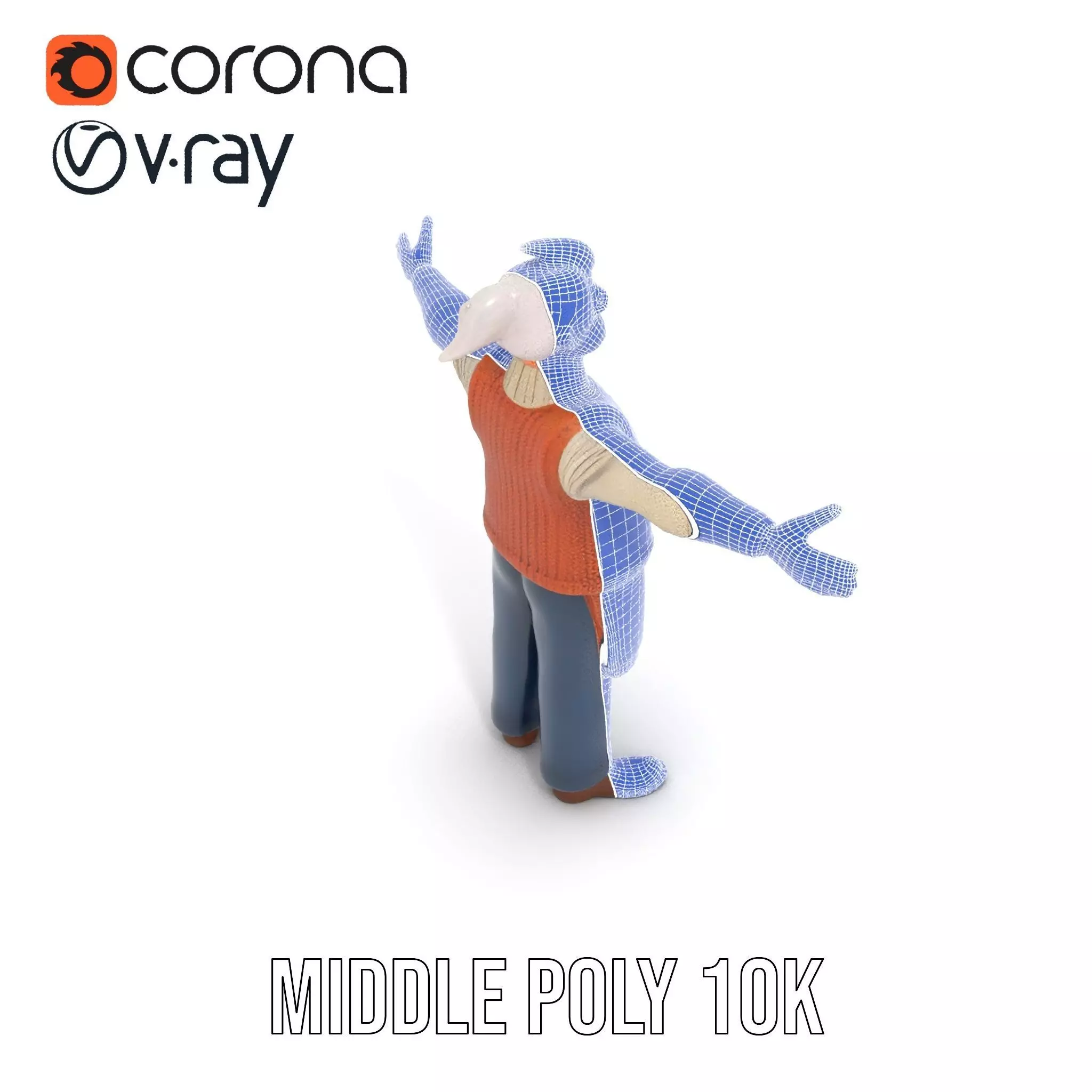 Friendly Grandpa Character model pack Low-poly 3D model_16