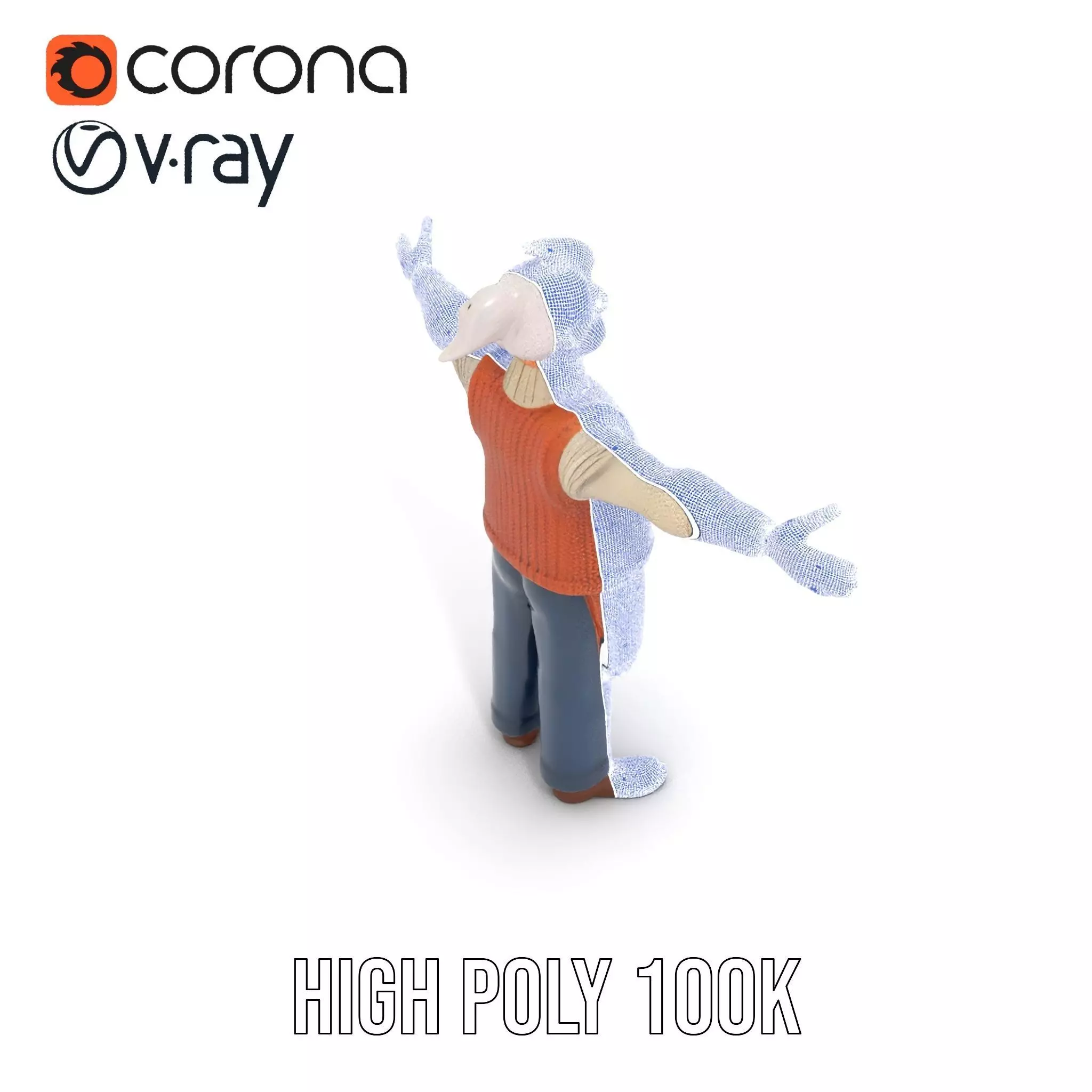 Friendly Grandpa Character model pack Low-poly 3D model_33