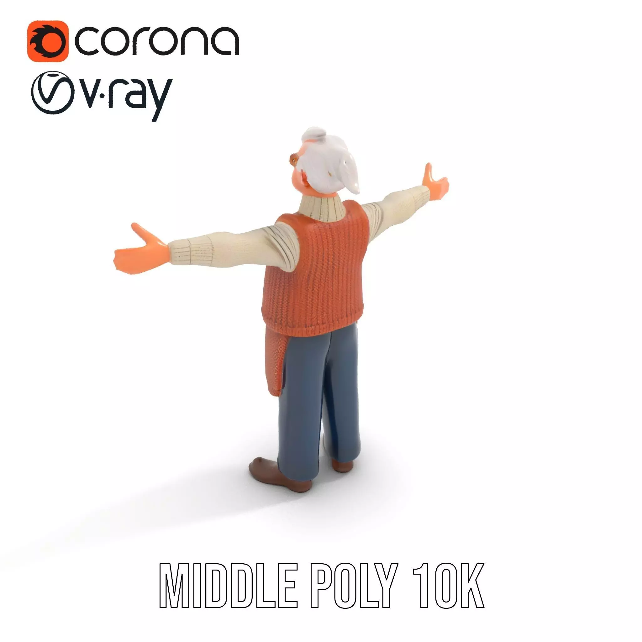 Friendly Grandpa Character model pack Low-poly 3D model_14