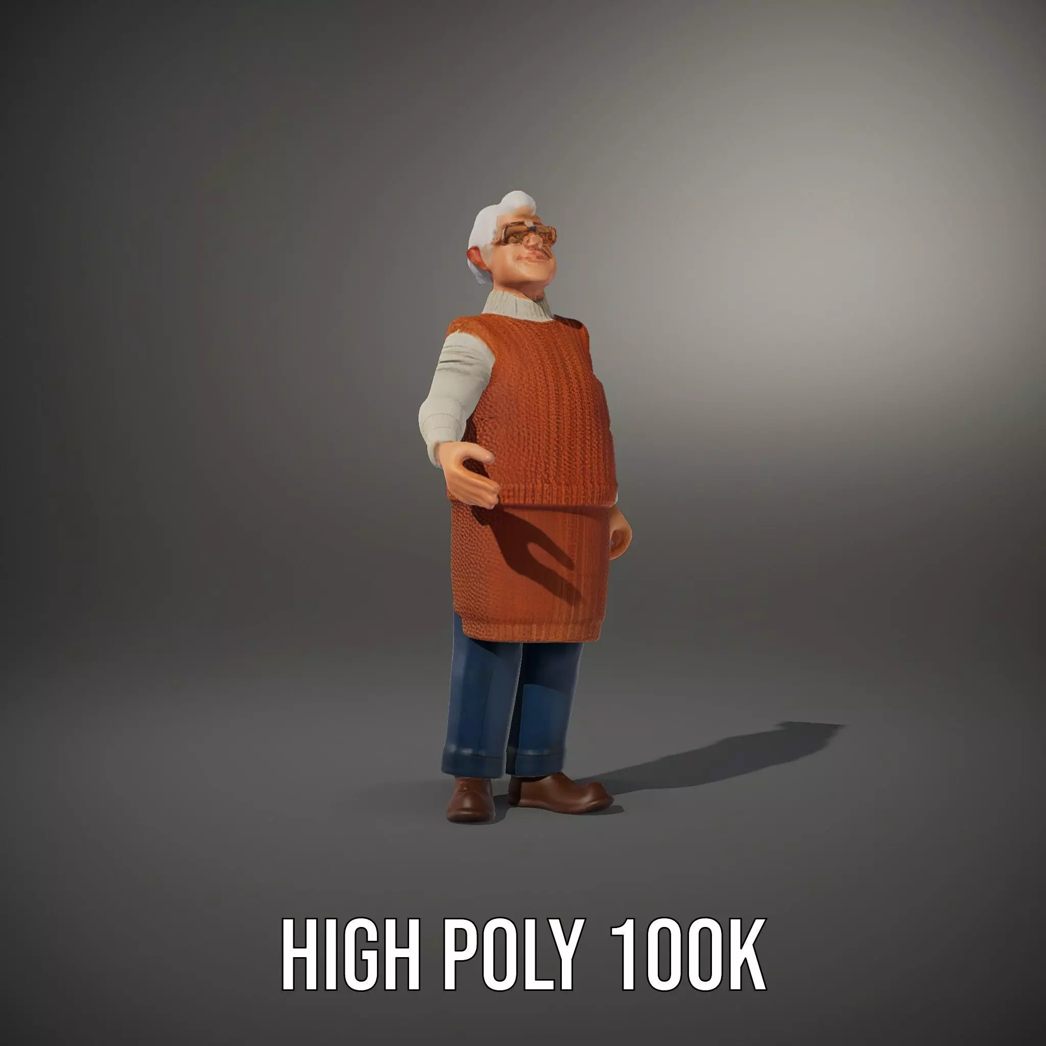 Friendly Grandpa Character model pack Low-poly 3D model_9