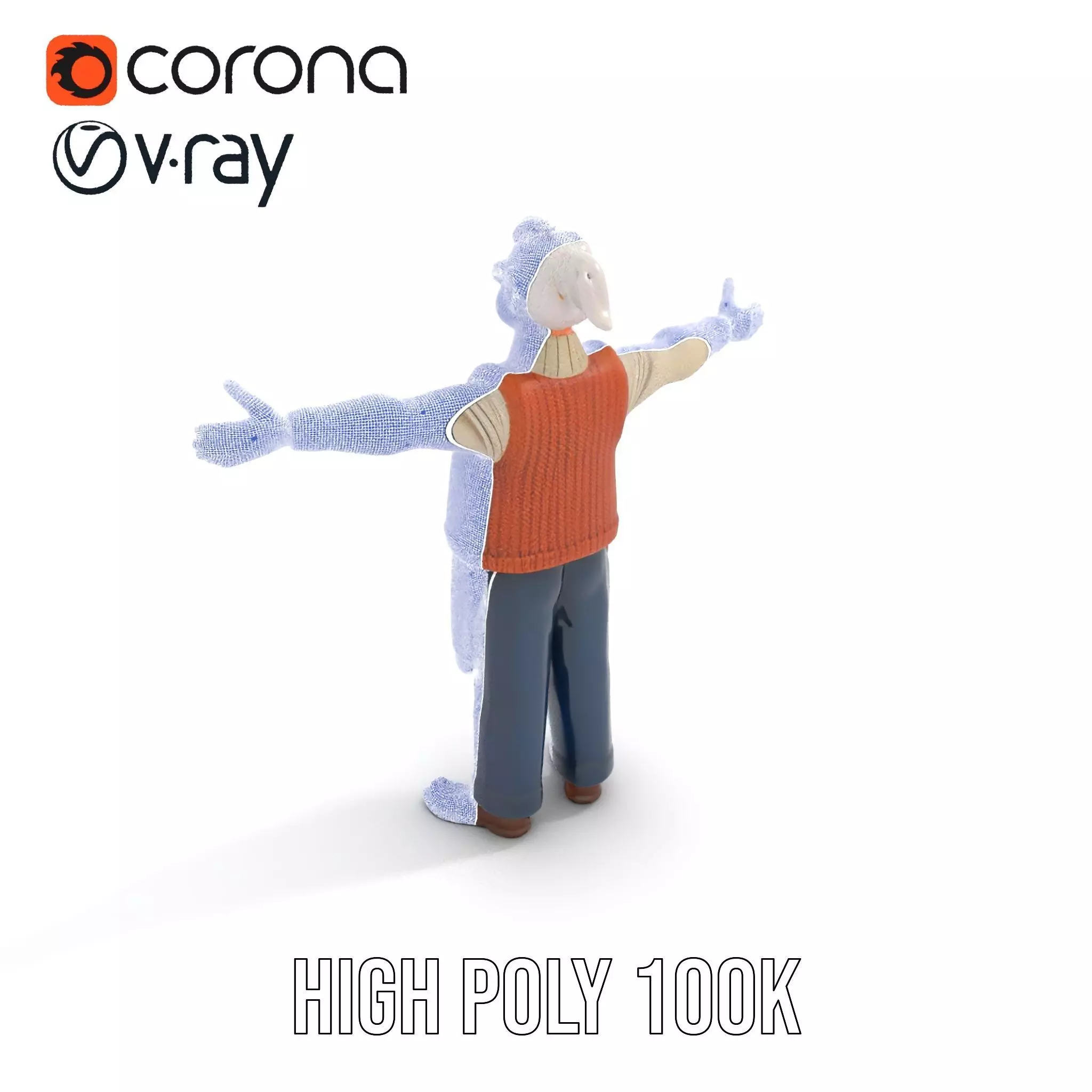 Friendly Grandpa Character model pack Low-poly 3D model_32