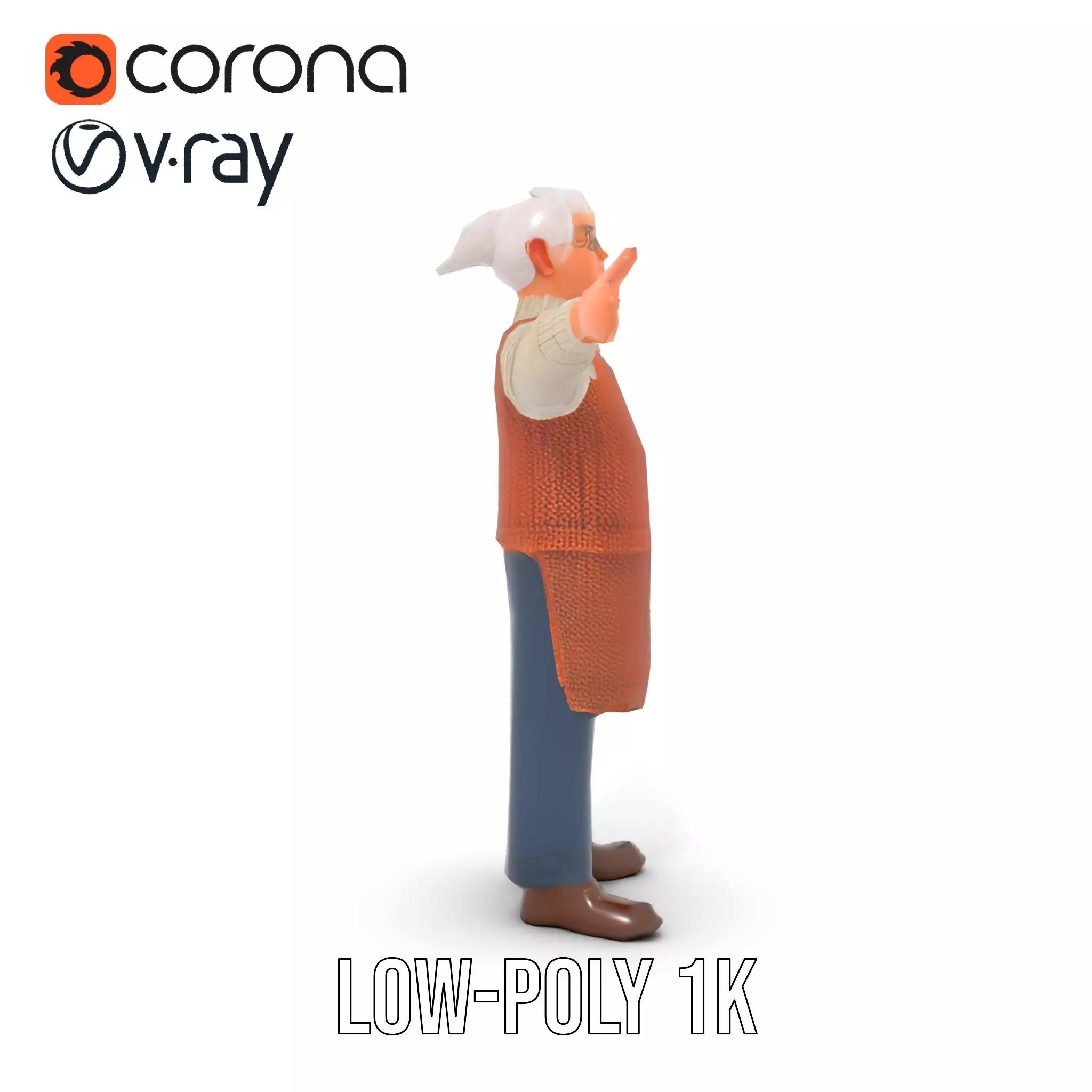 Friendly Grandpa Character model pack Low-poly 3D model_13