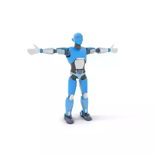 Blue Humanoid Robot model pack Low-poly 3D model