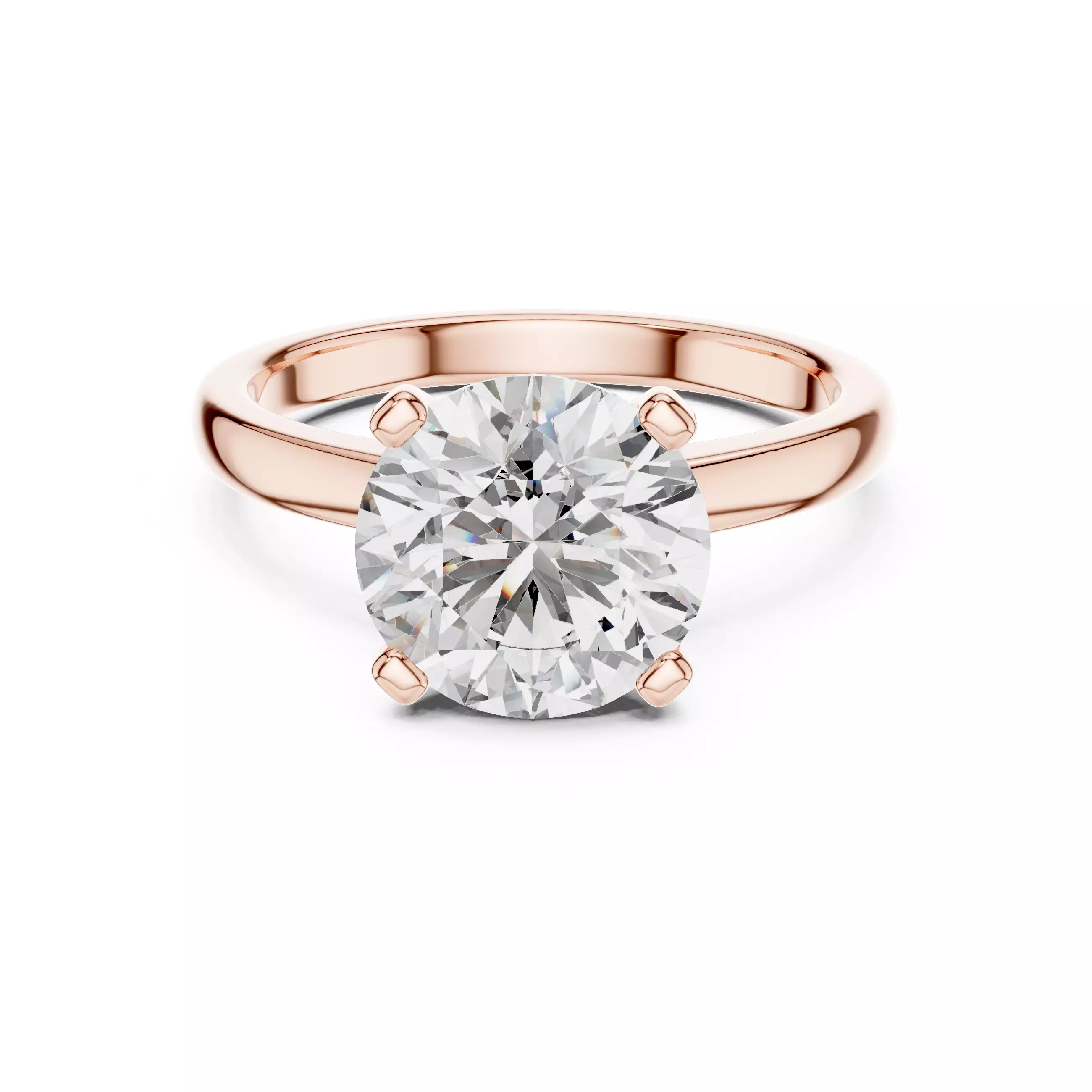 Solitaire 9mm Round Cut Diamond Engagement Ring 3DM STL Video 3D print model