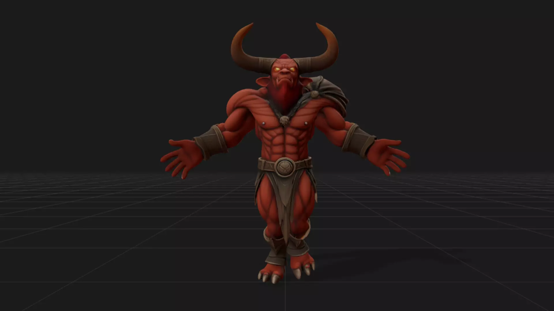 3D Minotaur Monster Character Low-poly 3D model_1