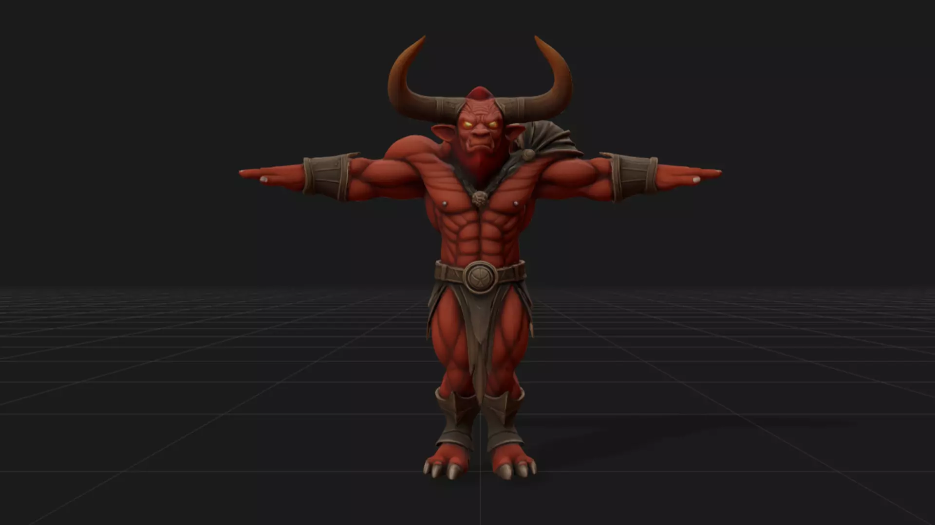 3D Minotaur Monster Character Low-poly 3D model_2