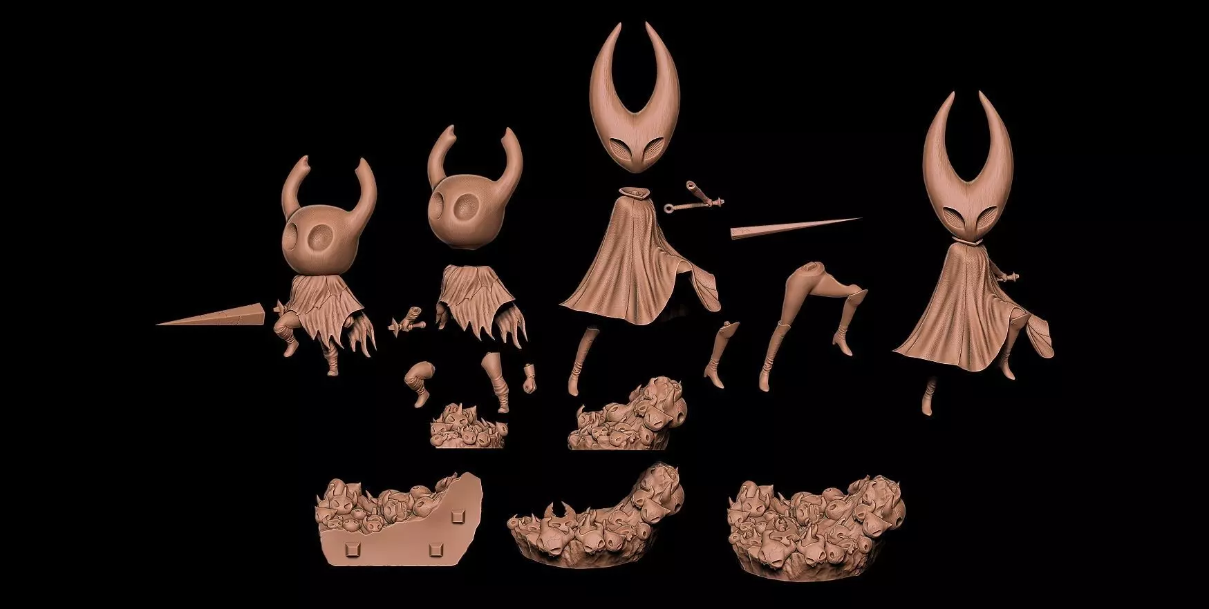 Fan Art - The Knight and Hornet from Hollow Knight and Silksong 3D print model_1