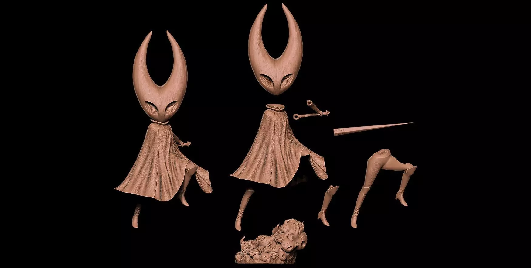 Fan Art - The Knight and Hornet from Hollow Knight and Silksong 3D print model_27