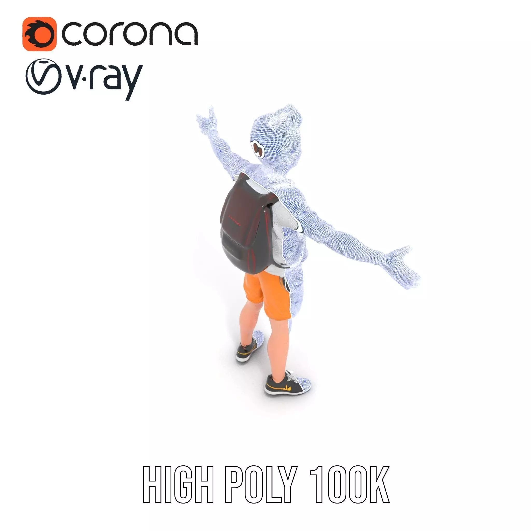 Youthful Backpacker model pack Low-poly 3D model_32