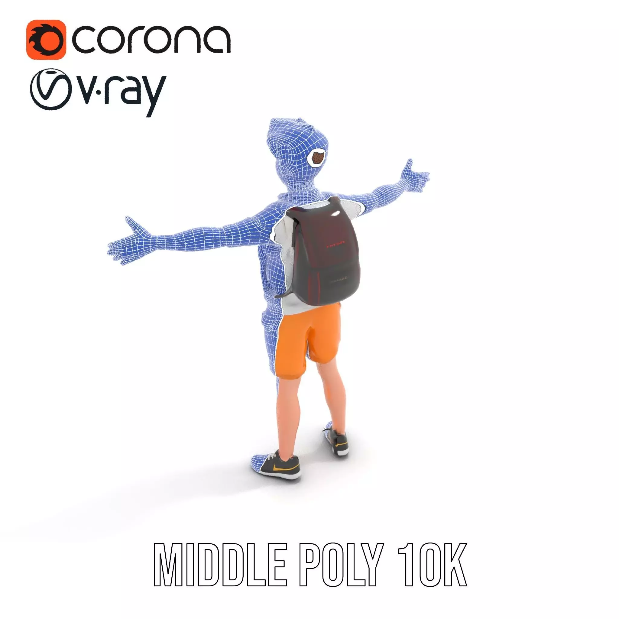 Youthful Backpacker model pack Low-poly 3D model_16