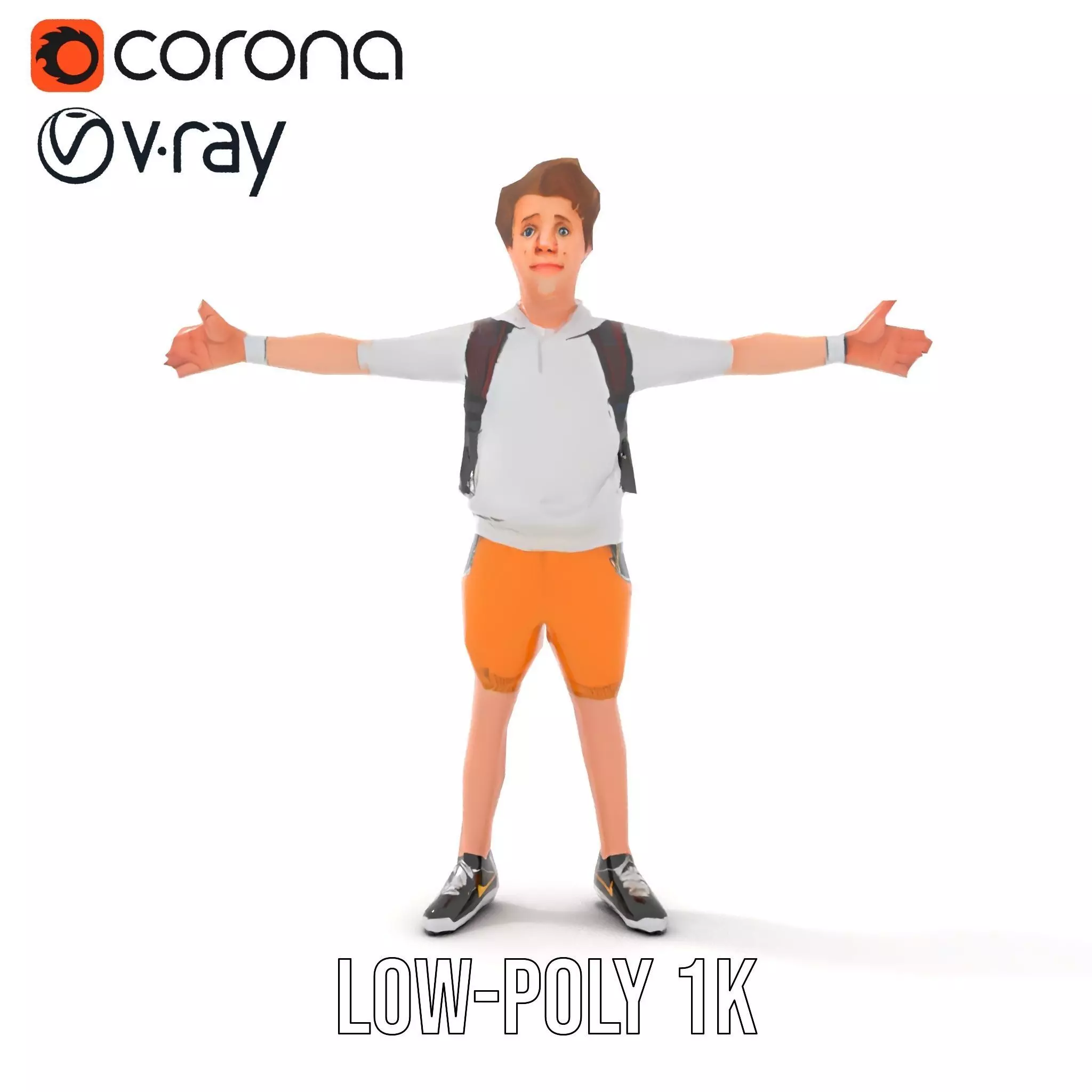 Youthful Backpacker model pack Low-poly 3D model_10