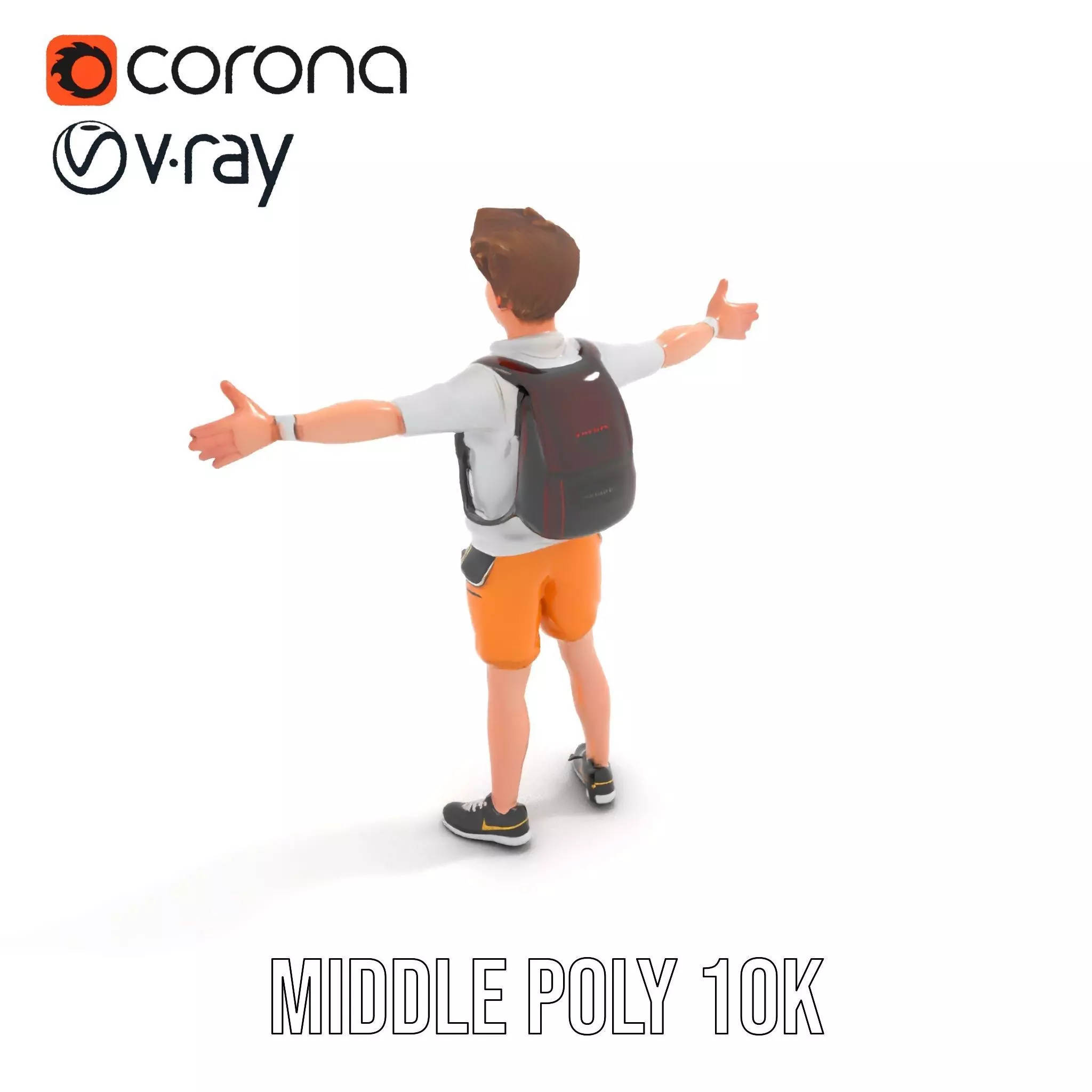 Youthful Backpacker model pack Low-poly 3D model_12