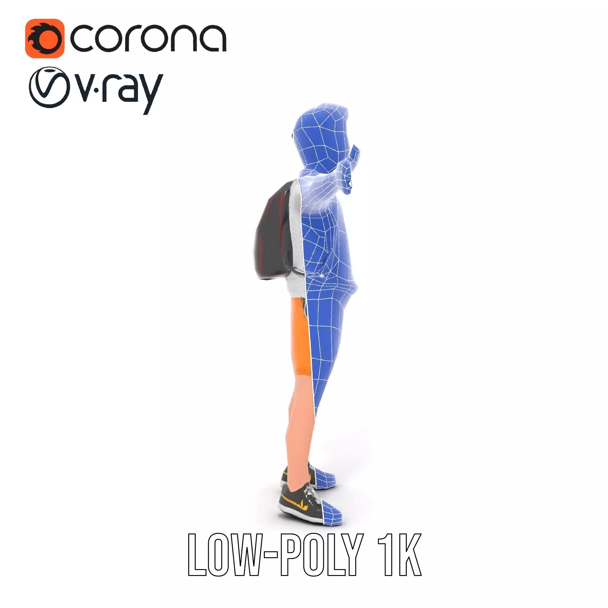 Youthful Backpacker model pack Low-poly 3D model_23