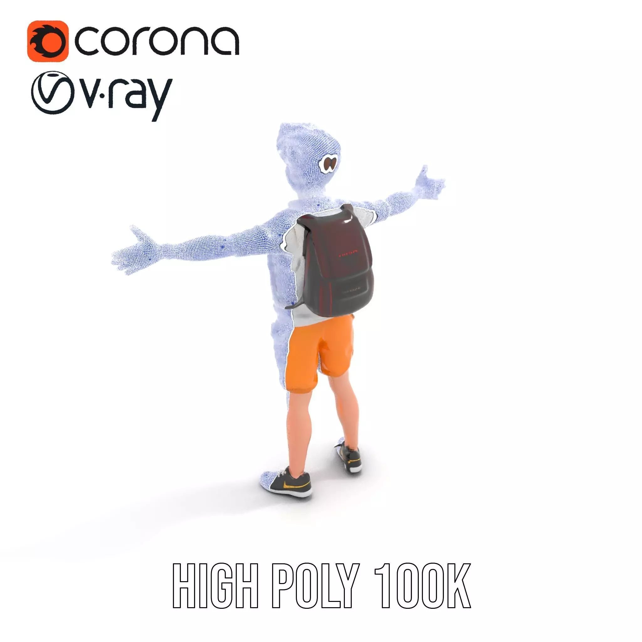 Youthful Backpacker model pack Low-poly 3D model_21