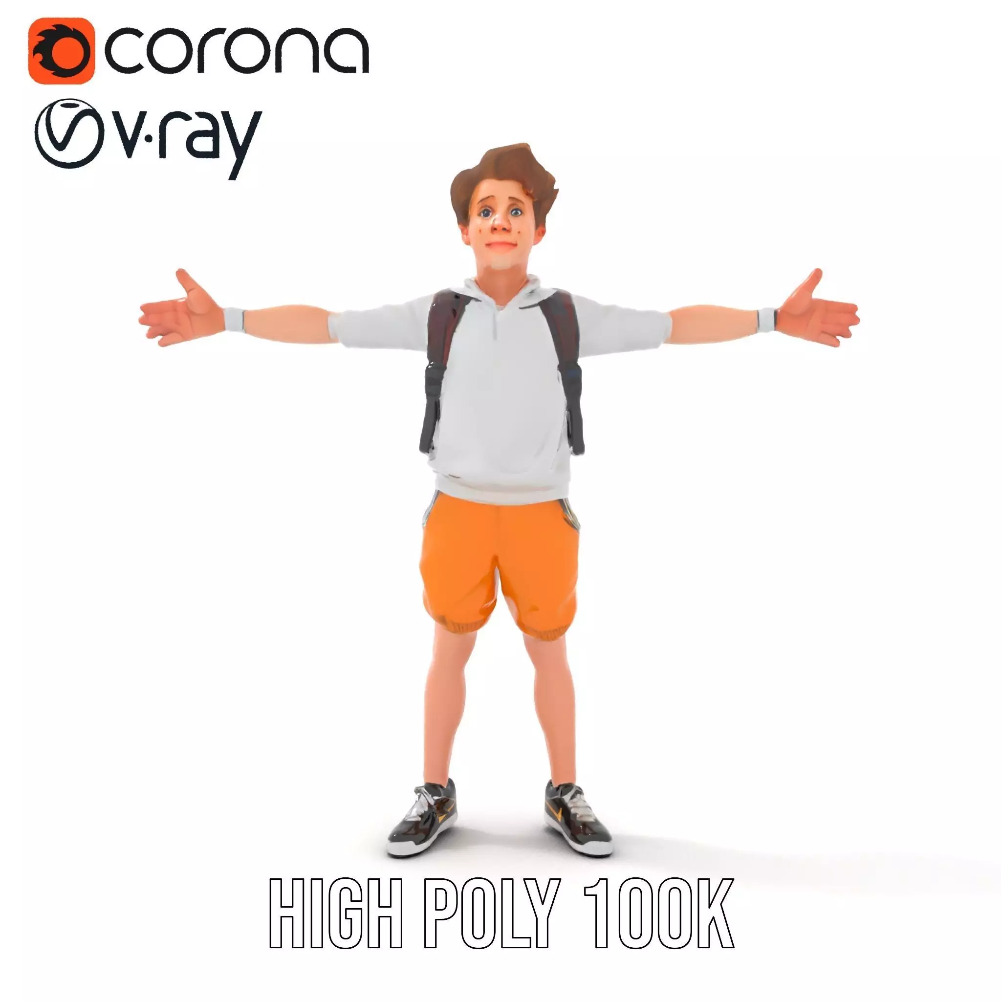 Youthful Backpacker model pack Low-poly 3D model_24