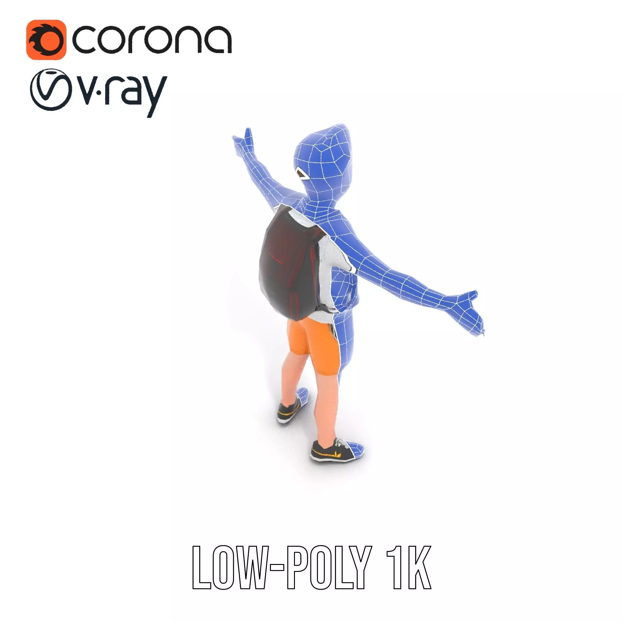 Youthful Backpacker model pack Low-poly 3D model_29