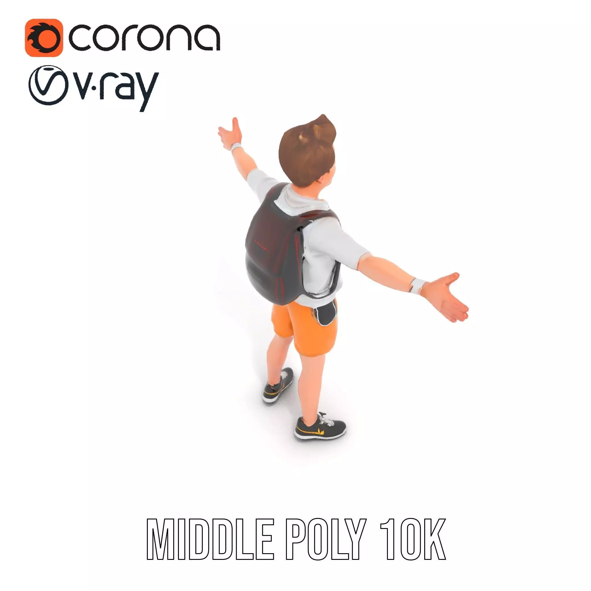 Youthful Backpacker model pack Low-poly 3D model_6