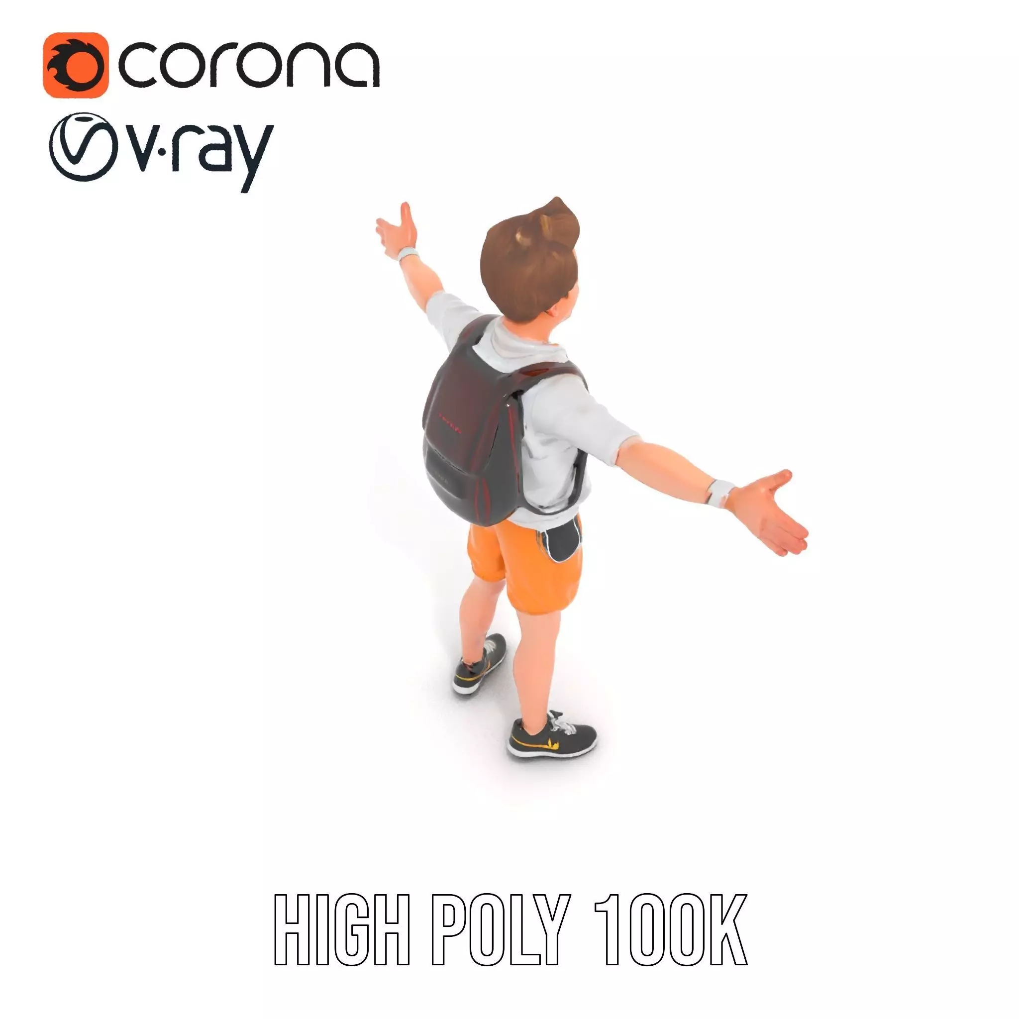 Youthful Backpacker model pack Low-poly 3D model_34