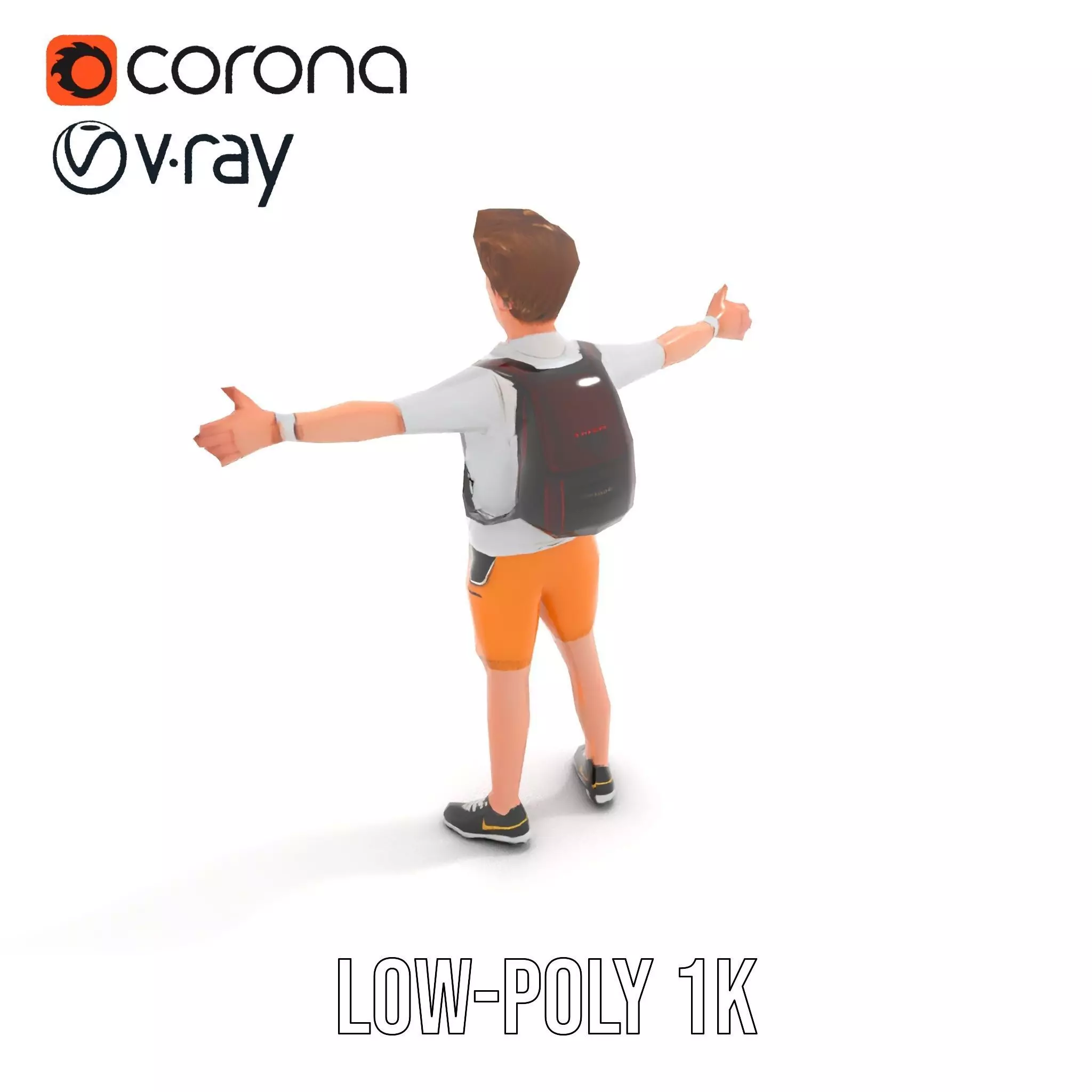 Youthful Backpacker model pack Low-poly 3D model_8