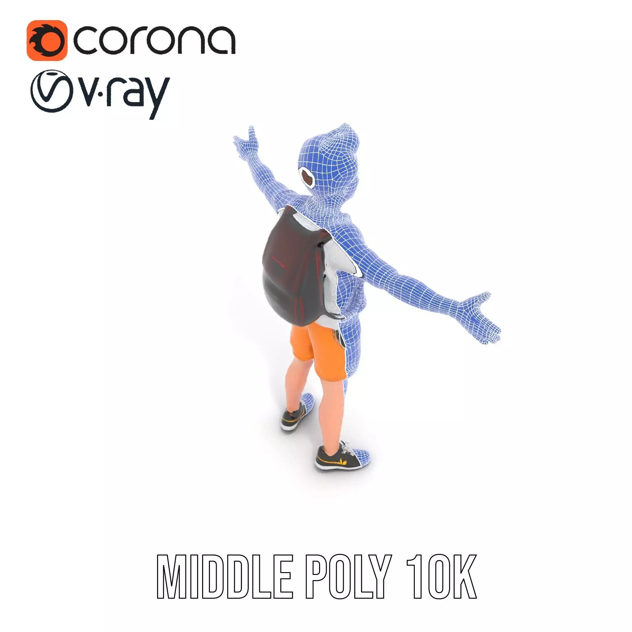 Youthful Backpacker model pack Low-poly 3D model_22